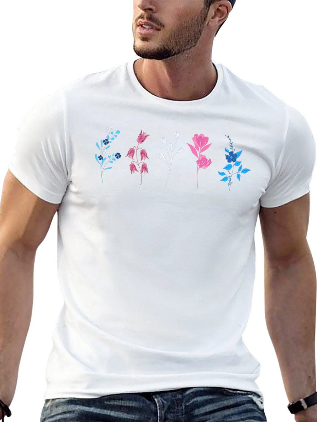 Floral Print Black T-Shirt - Casual Style
