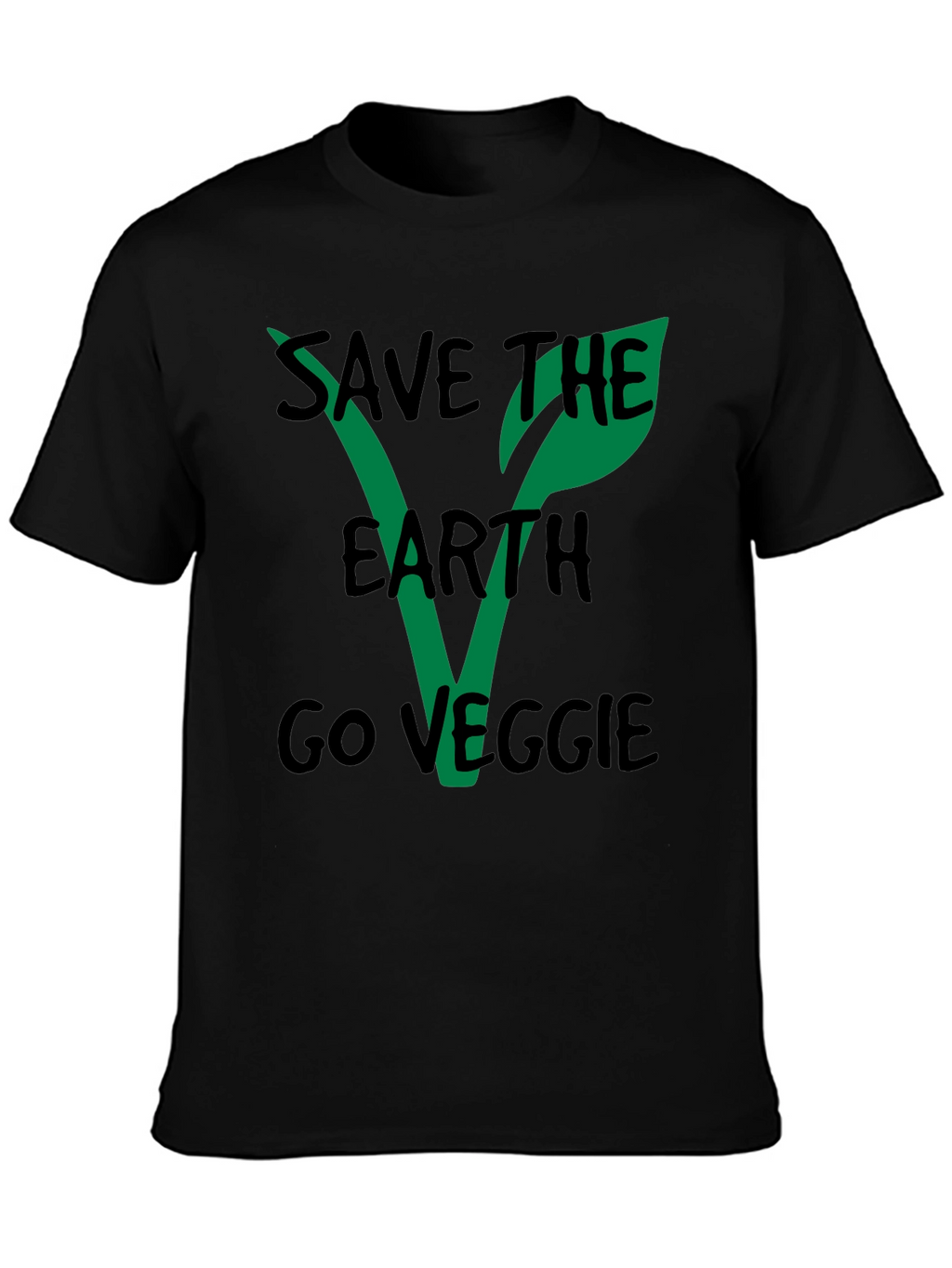 Save the Earth Go Veggie Black T-Shirt
