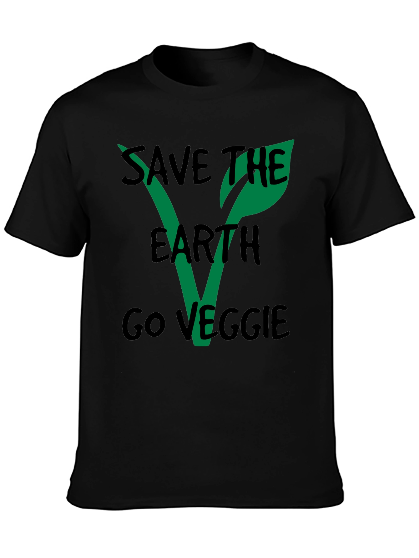 Save the Earth Go Veggie Black T-Shirt