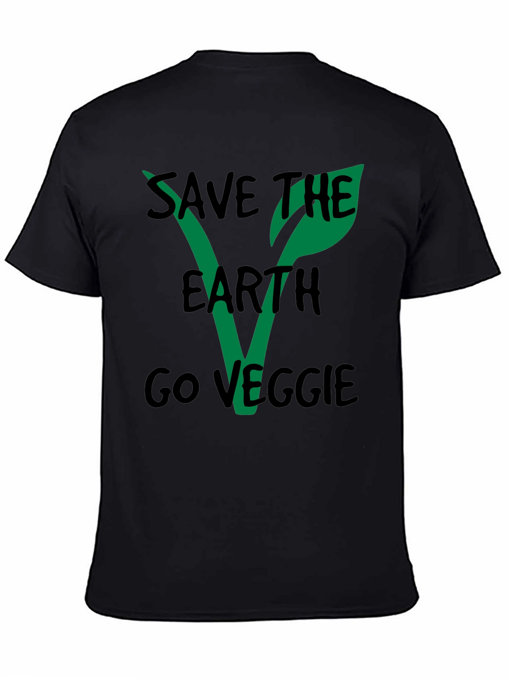 Save the Earth Go Veggie Black T-Shirt