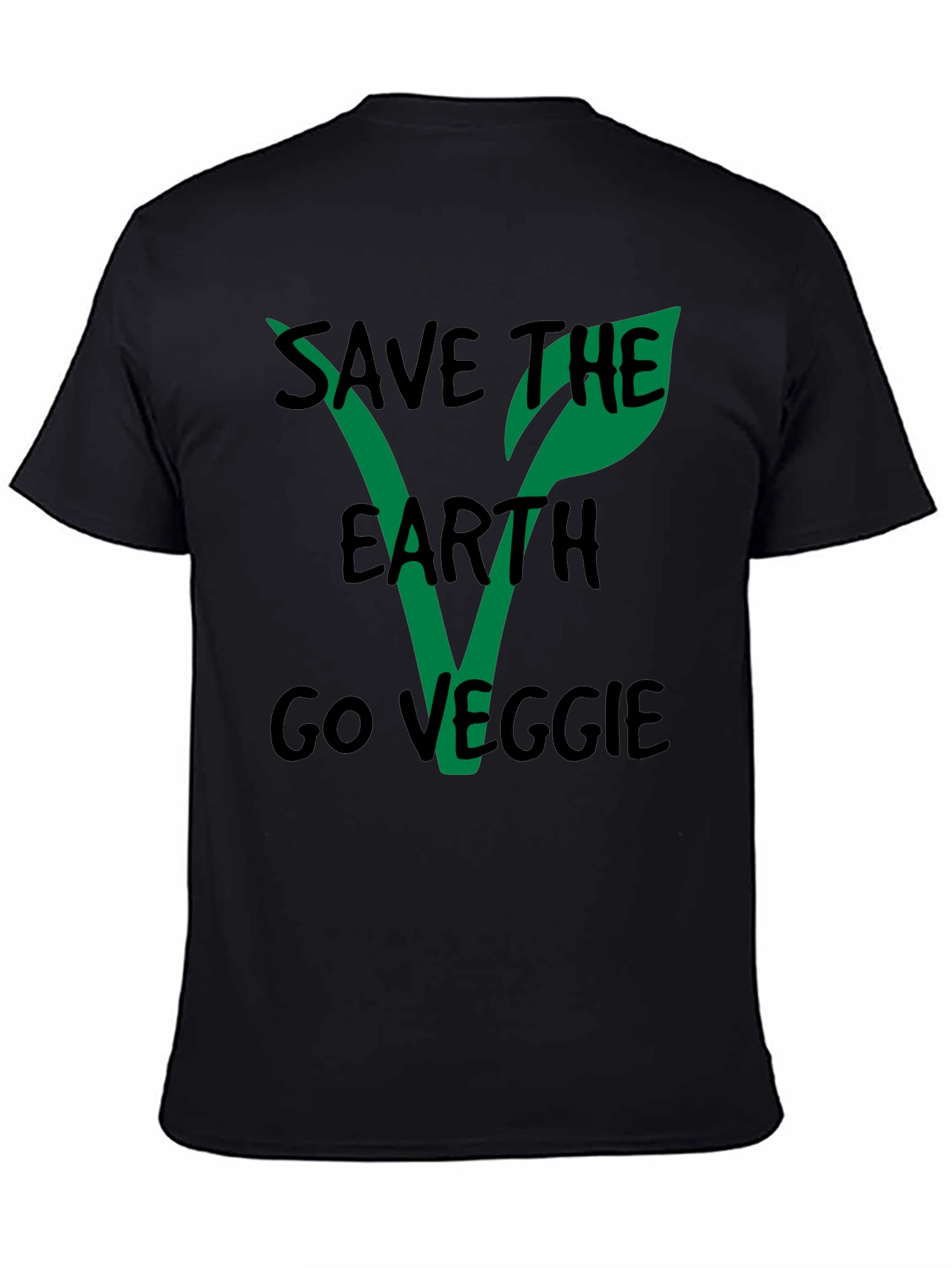 Save the Earth Go Veggie Black T-Shirt