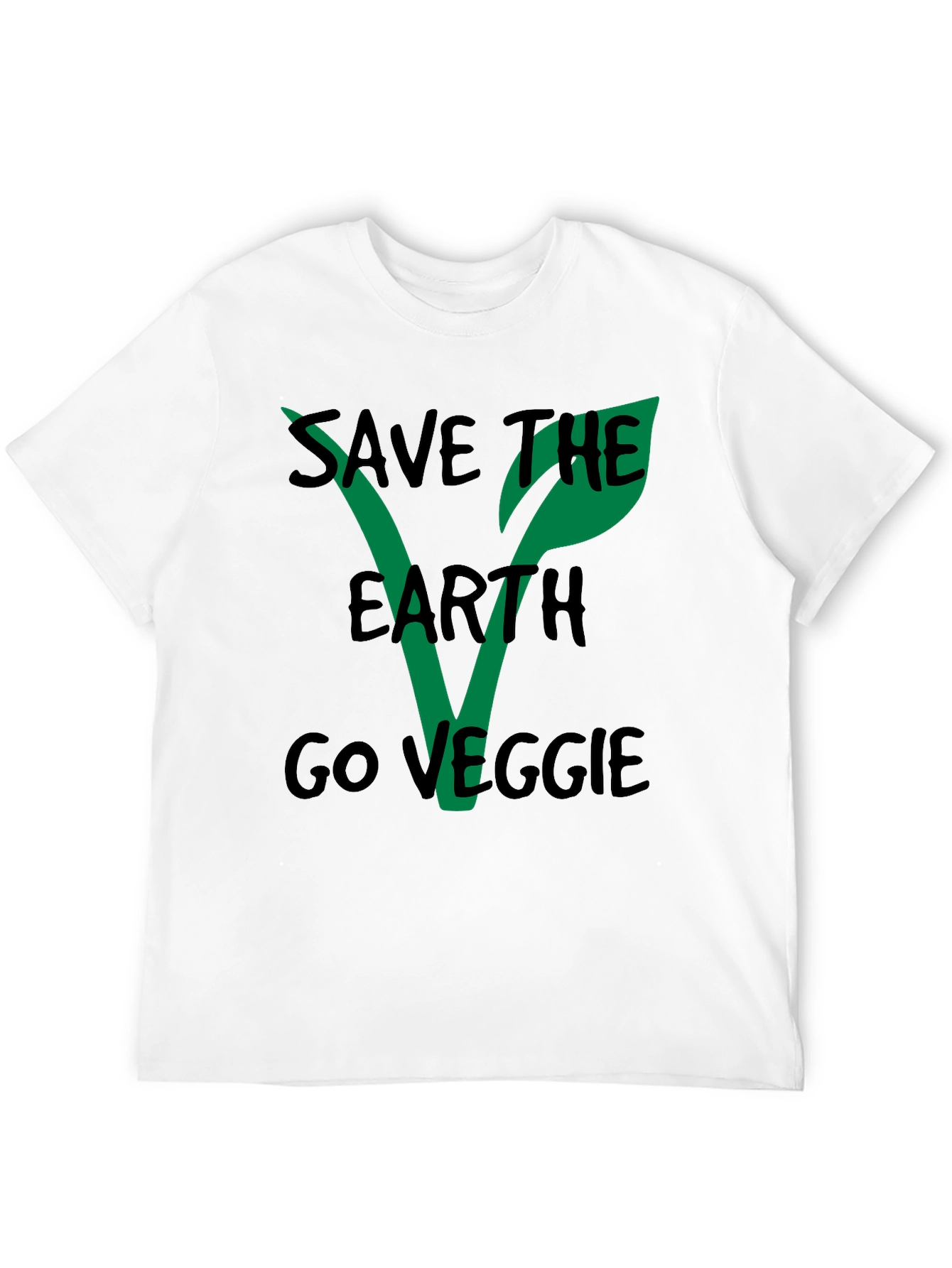Save the Earth Go Veggie Black T-Shirt