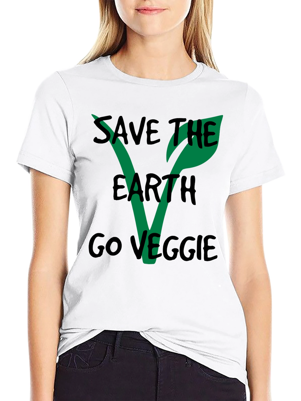 Save the Earth Go Veggie Black T-Shirt