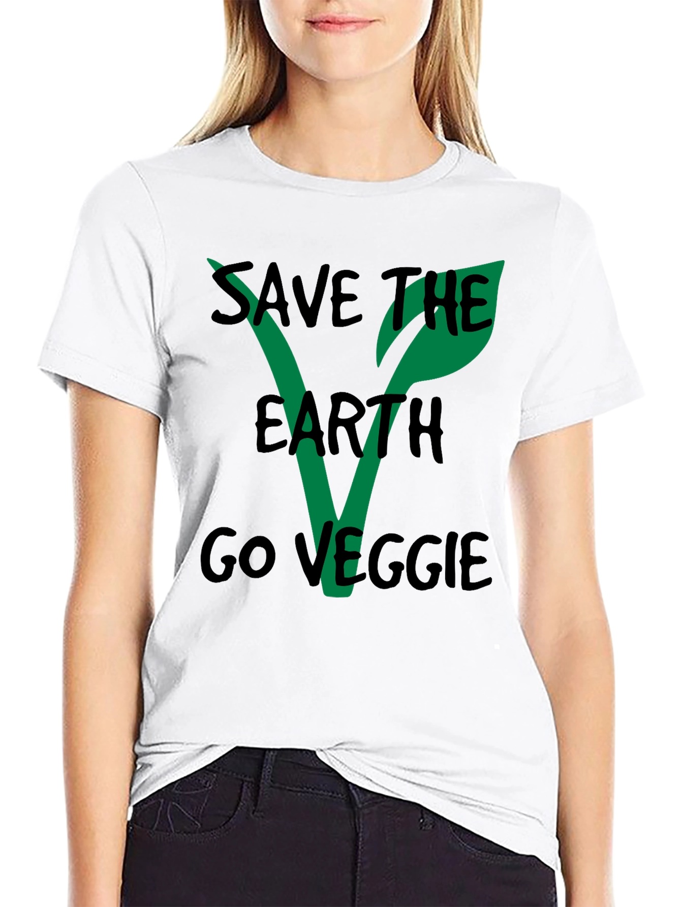Save the Earth Go Veggie Black T-Shirt