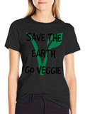 Save the Earth Go Veggie Black T-Shirt