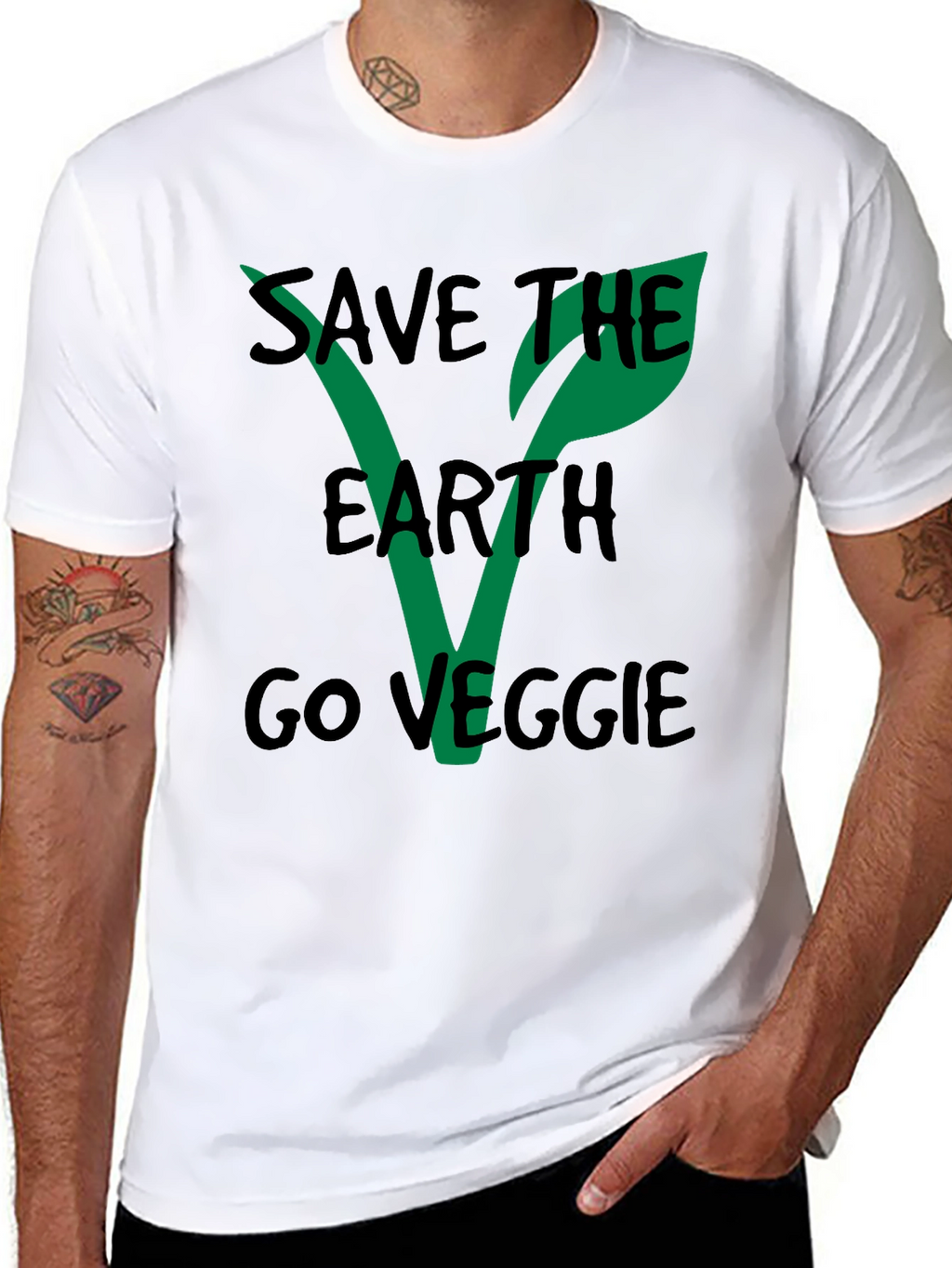 Save the Earth Go Veggie Black T-Shirt