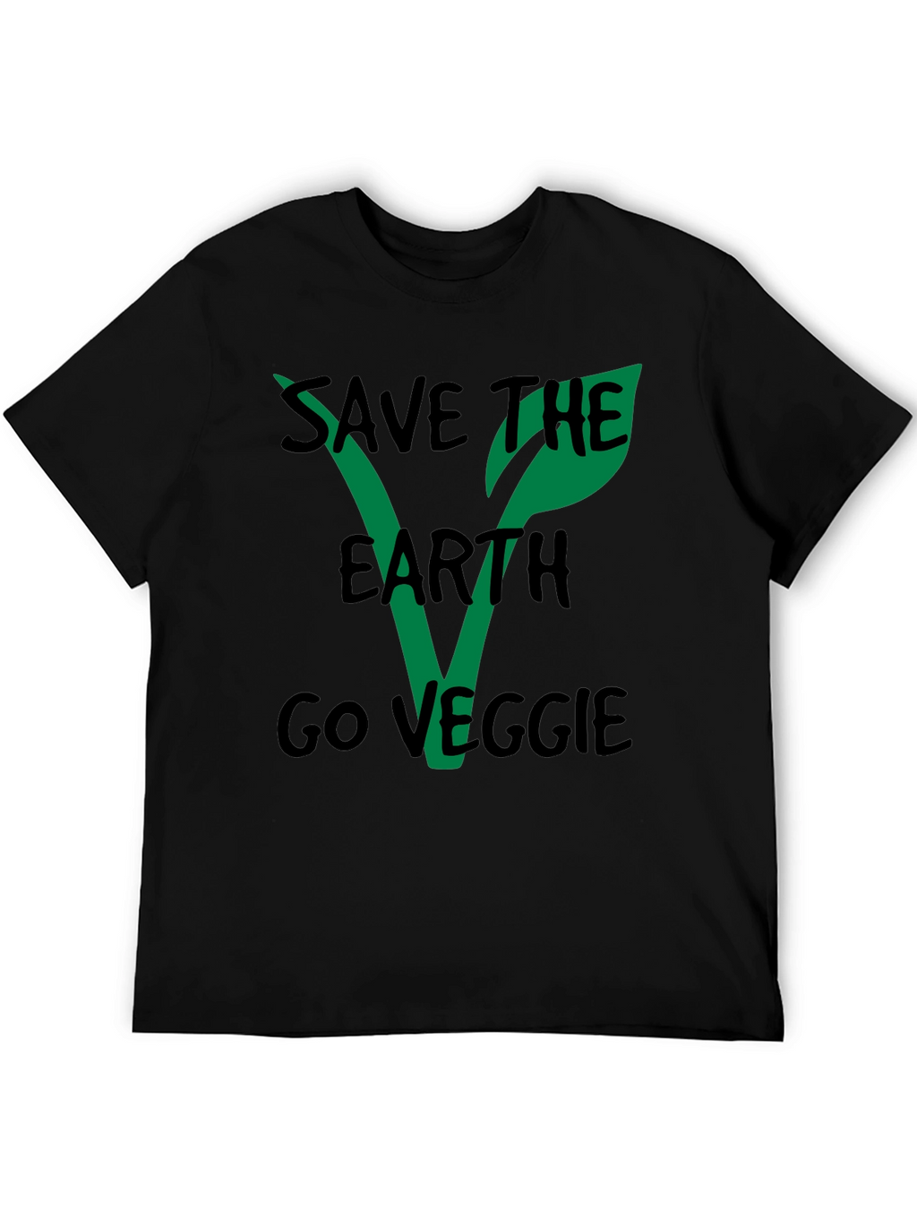 Save the Earth Go Veggie Black T-Shirt