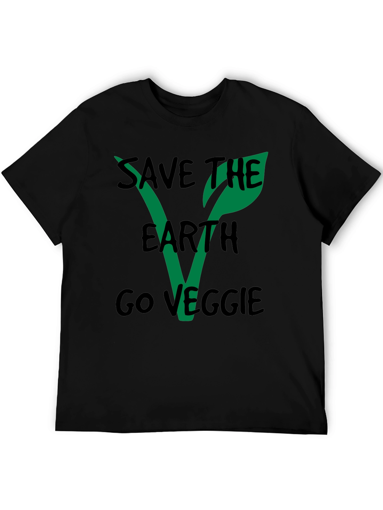 Save the Earth Go Veggie Black T-Shirt