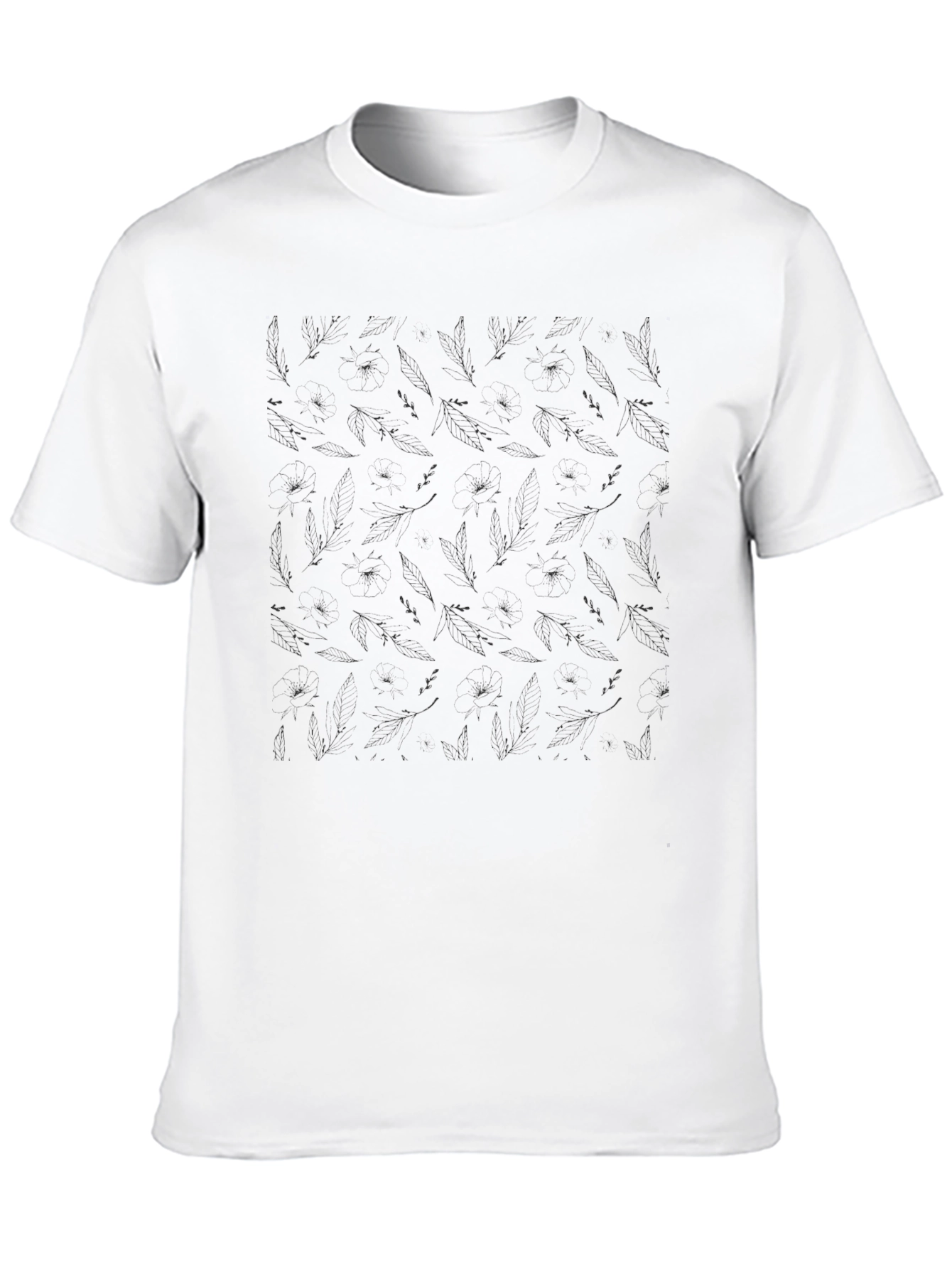 Mens Black Crew Neck T-Shirt with Subtle Pattern