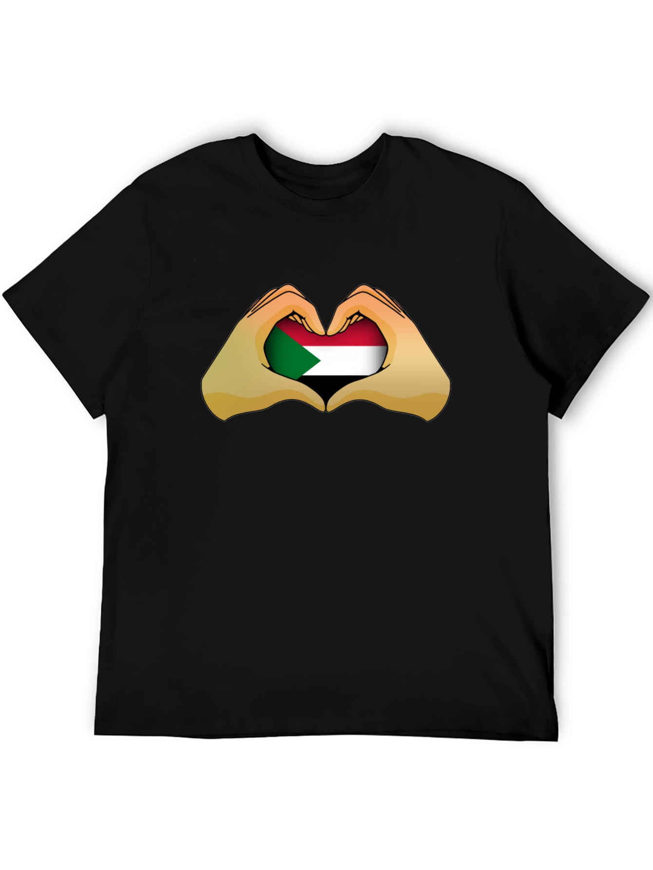 Sudan Heart Hands T-Shirt - Black Cotton Tee
