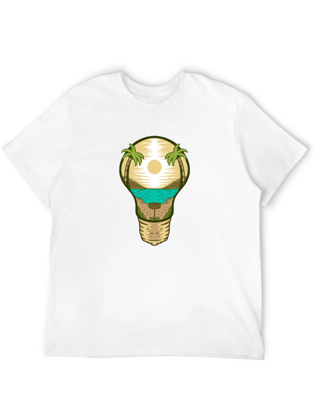 Beach Scene Lightbulb Graphic Tee - Black