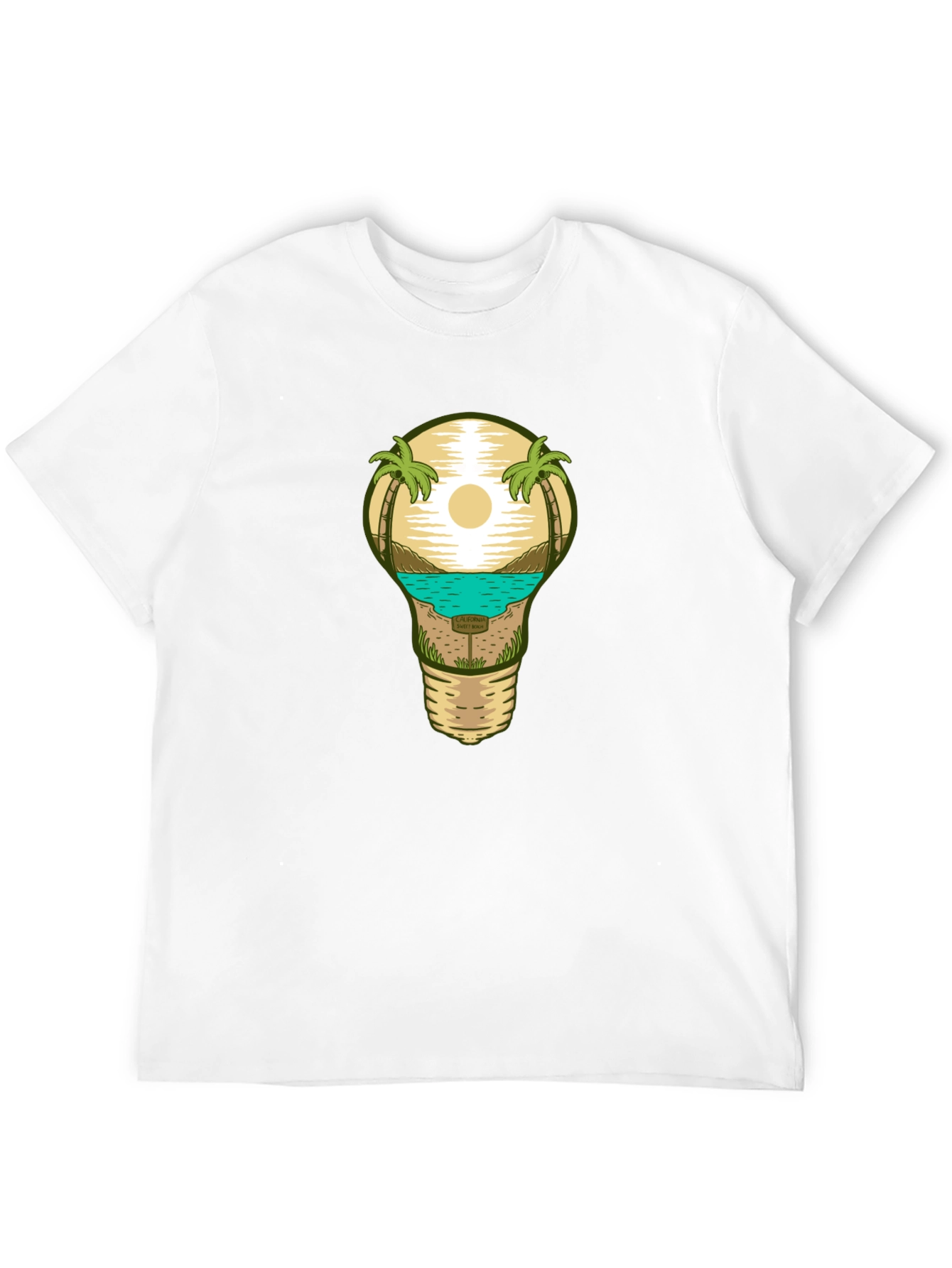 Beach Scene Lightbulb Graphic Tee - Black