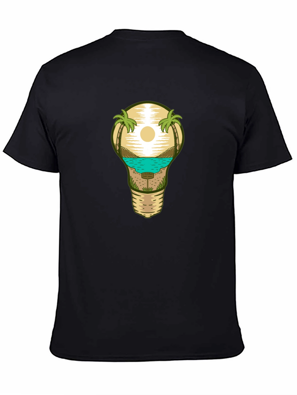 Beach Scene Lightbulb Graphic Tee - Black