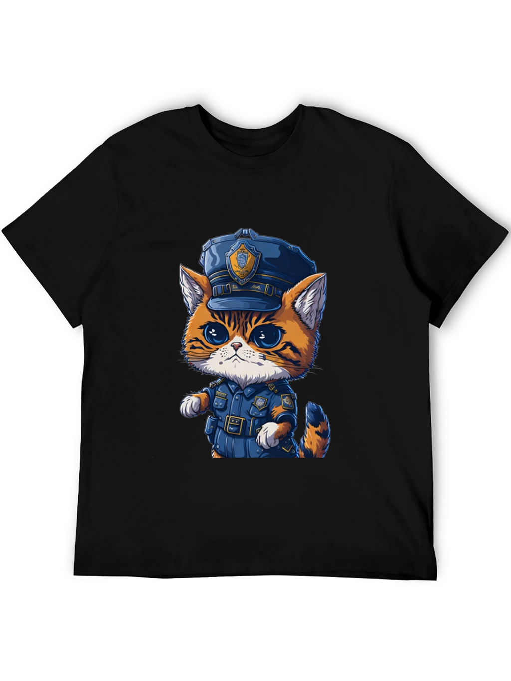 Cartoon Cat Police T-Shirt - Unisex Graphic Tee