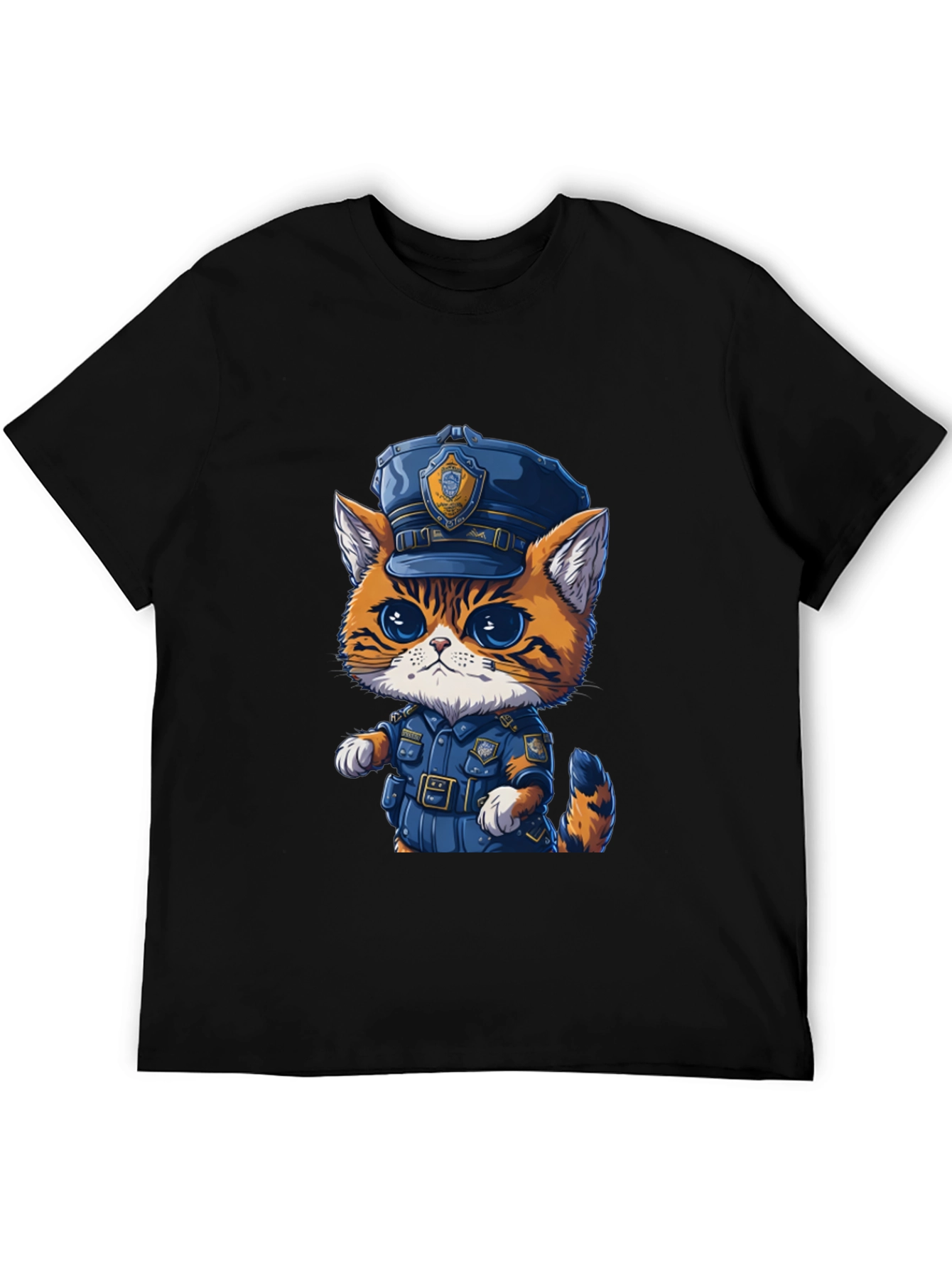 Cartoon Cat Police T-Shirt - Unisex Graphic Tee
