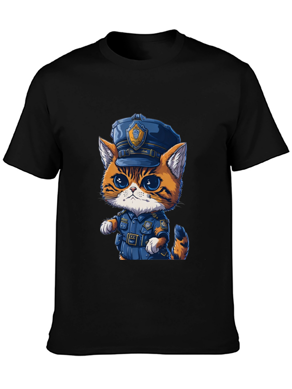 Cartoon Cat Police T-Shirt - Unisex Graphic Tee