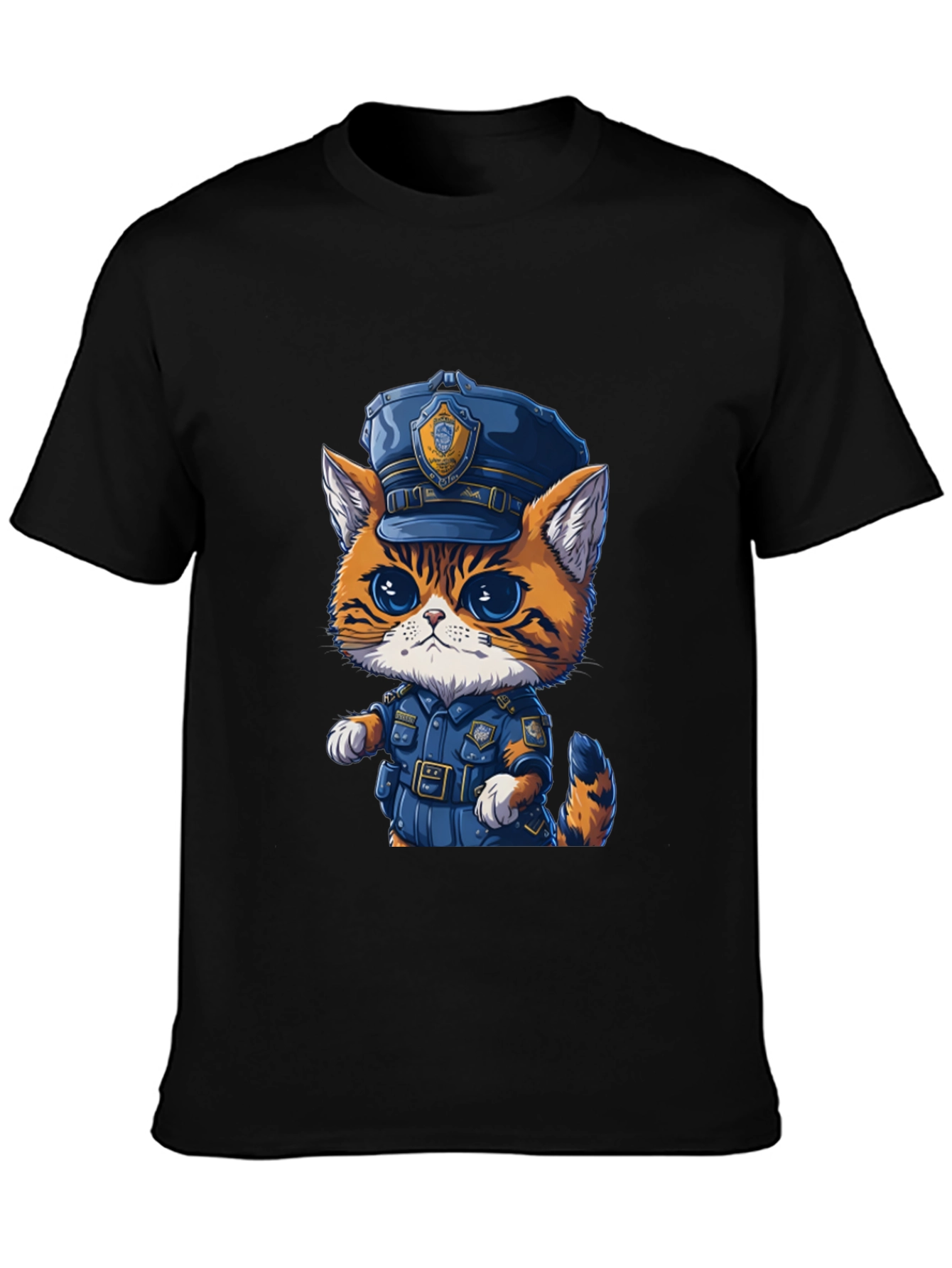 Cartoon Cat Police T-Shirt - Unisex Graphic Tee