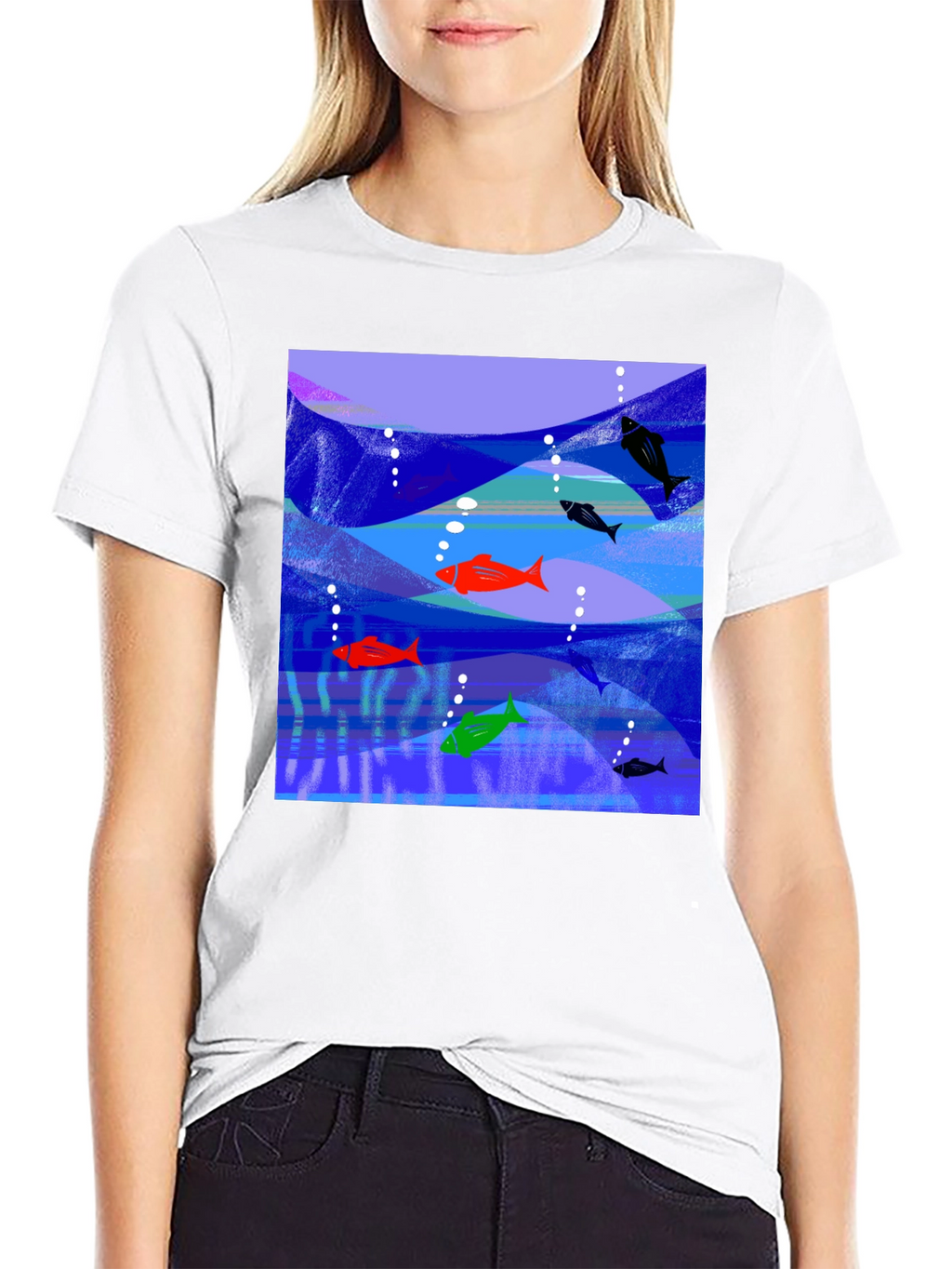 Aquatic Fish Graphic Tee - Mens Black T-Shirt