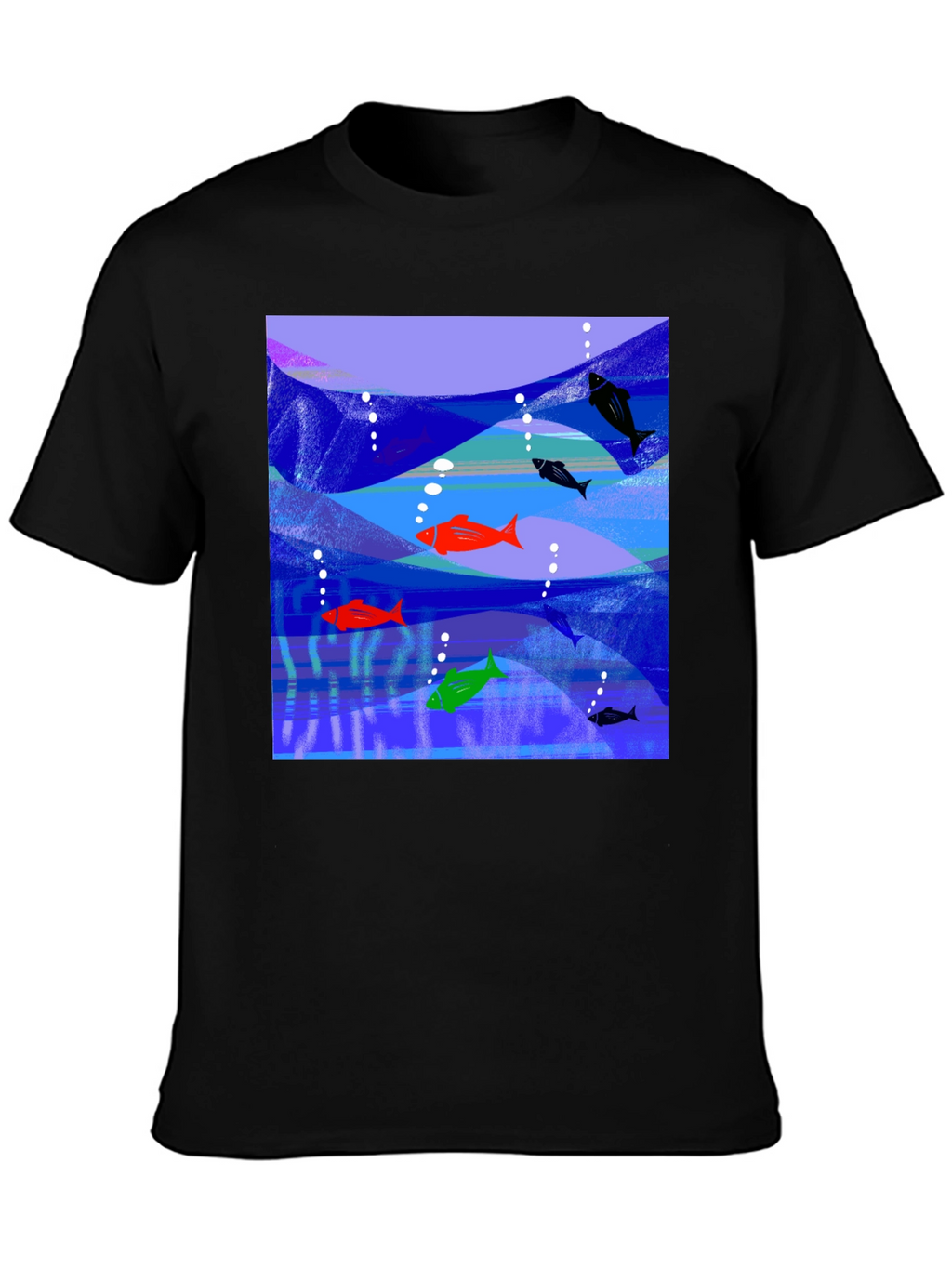 Aquatic Fish Graphic Tee - Mens Black T-Shirt