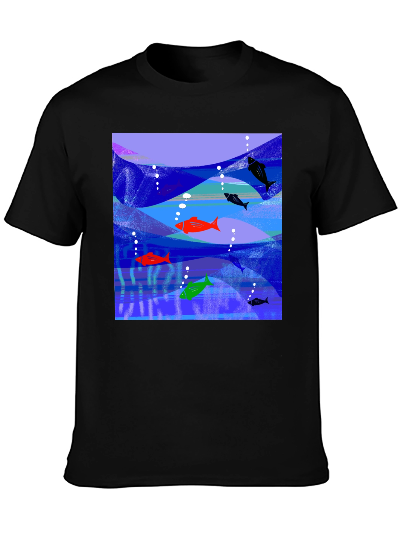 Aquatic Fish Graphic Tee - Mens Black T-Shirt
