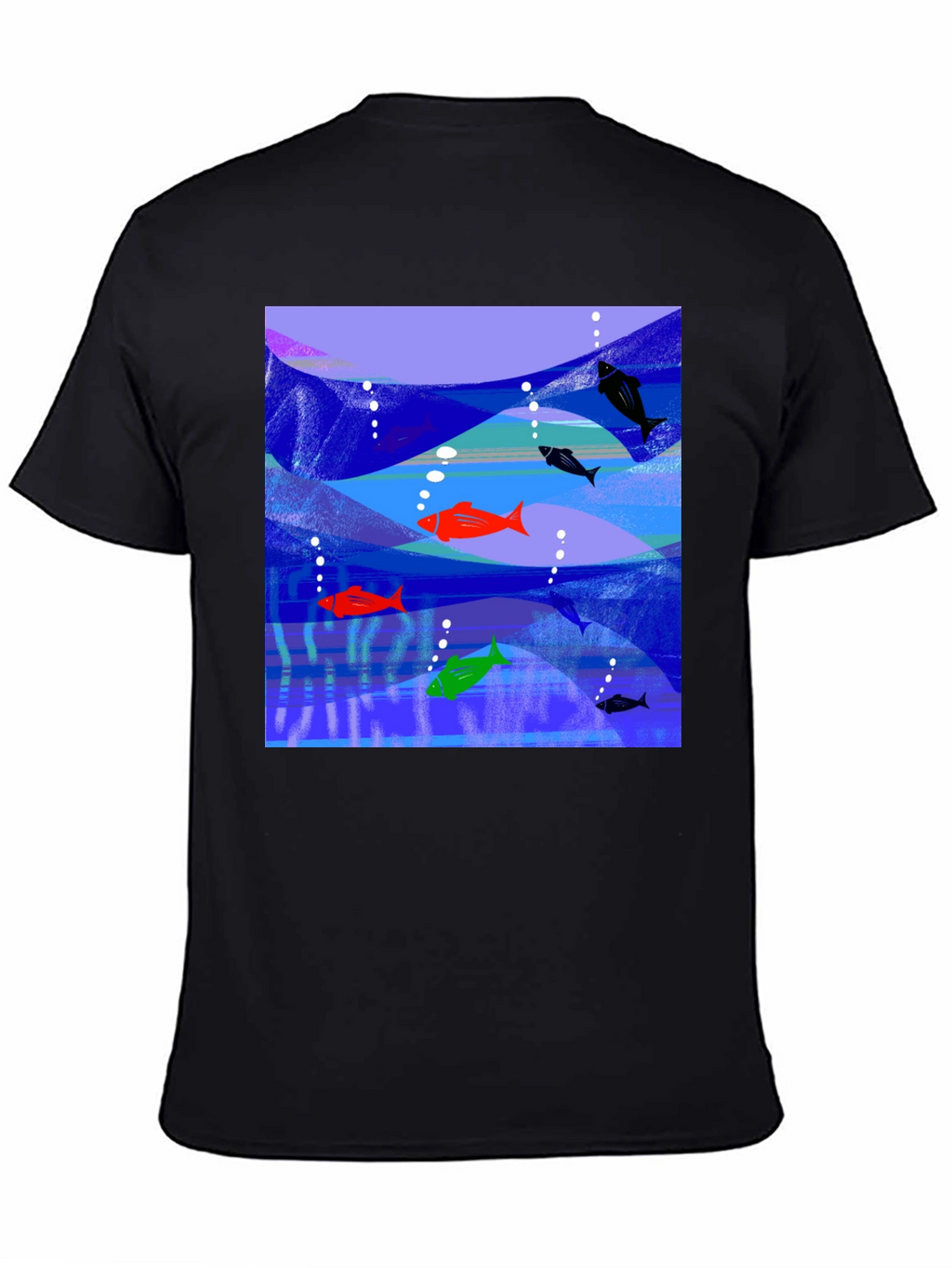 Aquatic Fish Graphic Tee - Mens Black T-Shirt
