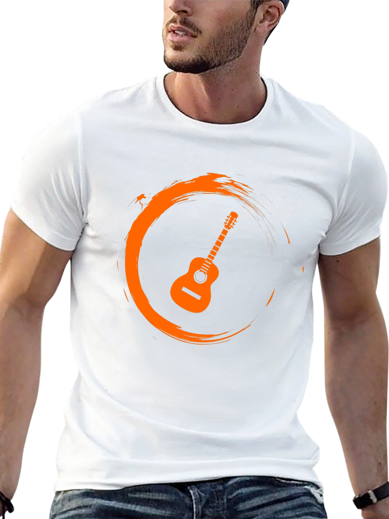 Guitar Circle Graphic Tee - Stylish Musician Shirt
