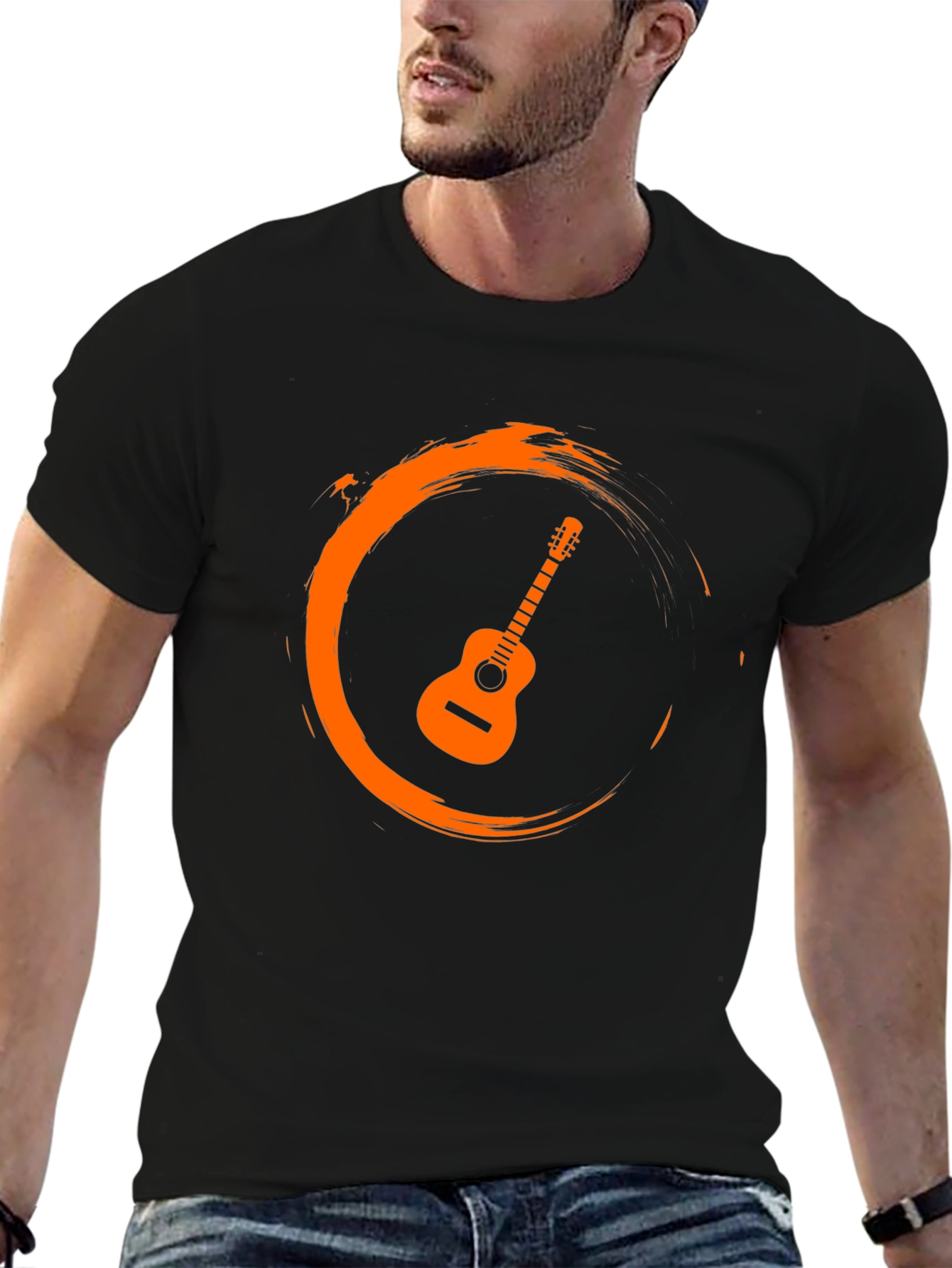 Guitar Circle Graphic Tee - Stylish Musician Shirt