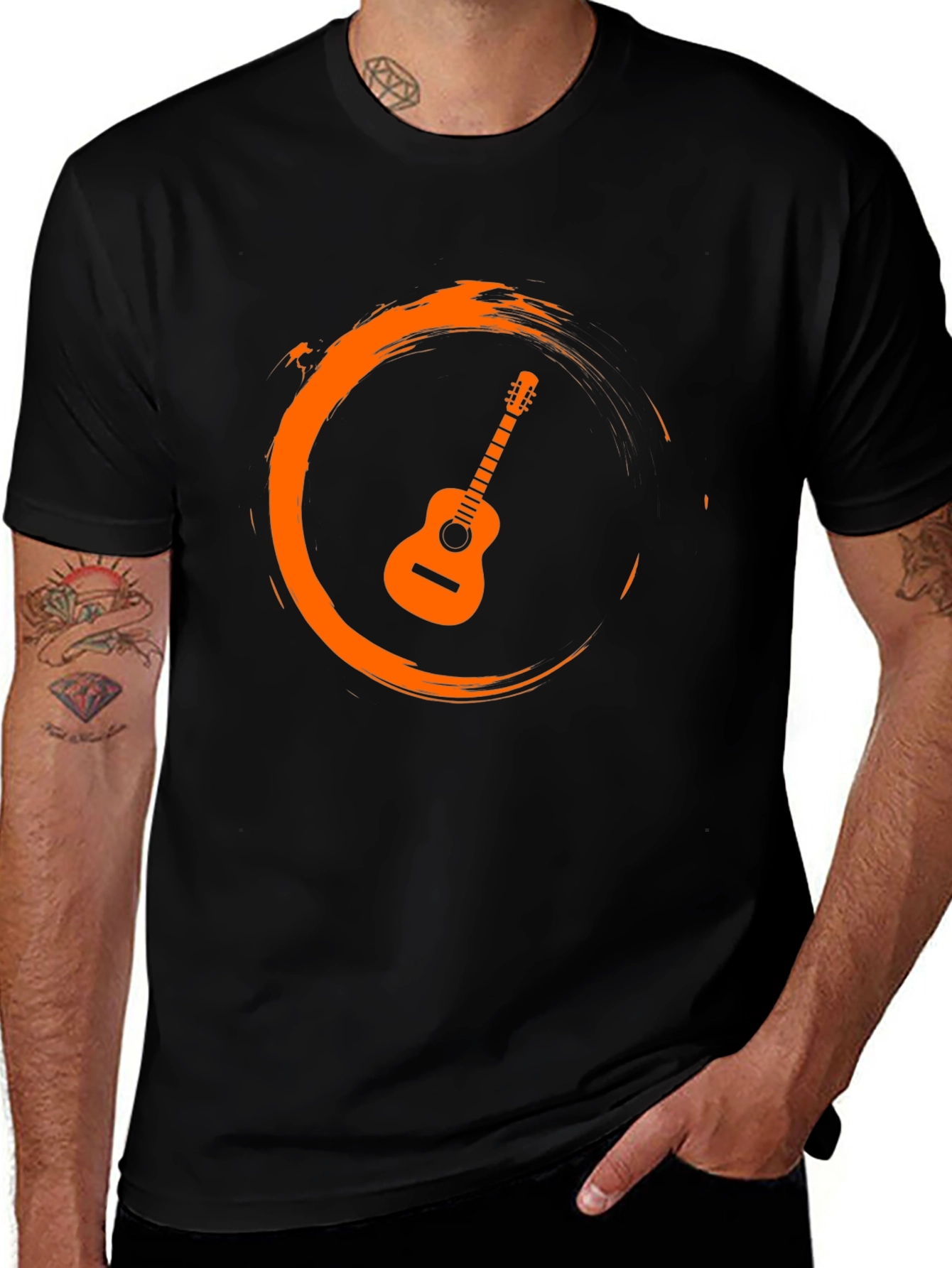 Guitar Circle Graphic Tee - Stylish Musician Shirt
