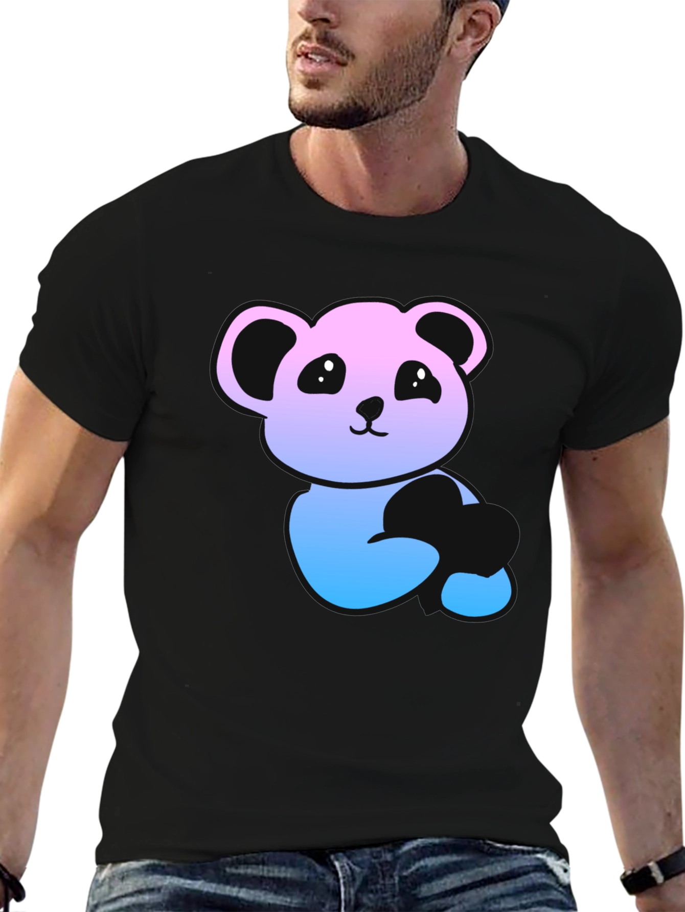 Panda Gradient Graphic T-Shirt - Mens Black Tee