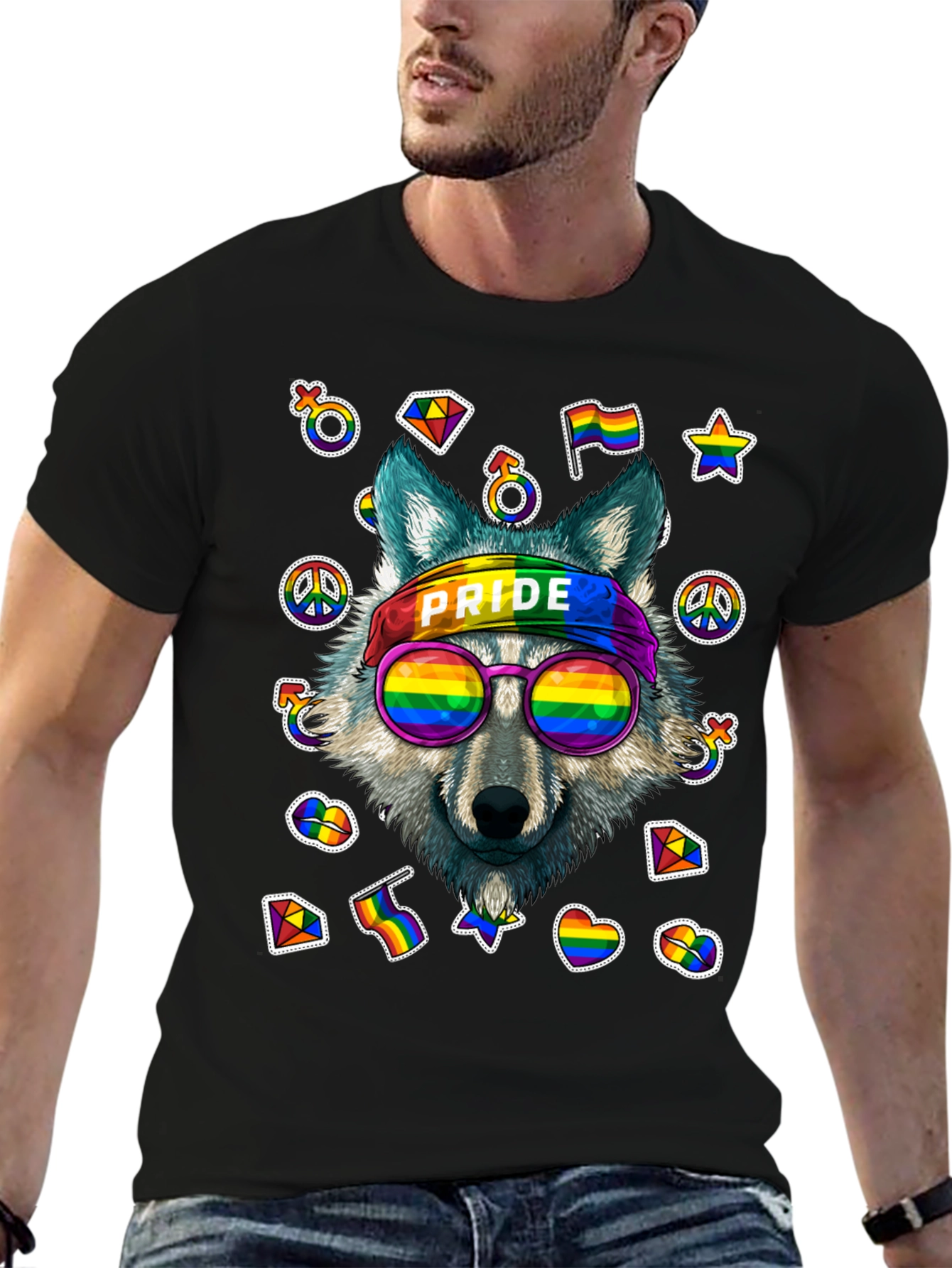 Pride Wolf Graphic Tee - LGBTQ+ Support Shirt