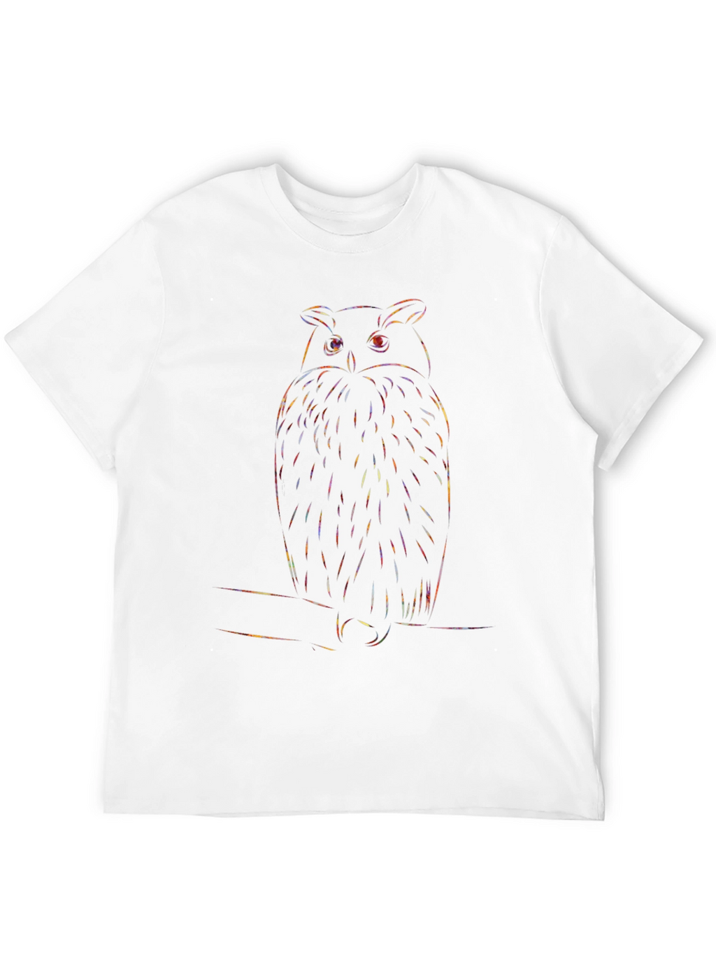 Rainbow Owl Graphic Print Black T-Shirt