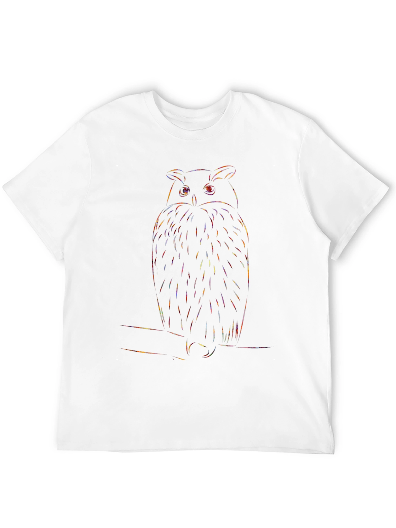 Rainbow Owl Graphic Print Black T-Shirt