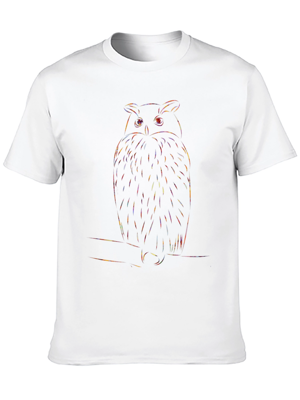 Rainbow Owl Graphic Print Black T-Shirt