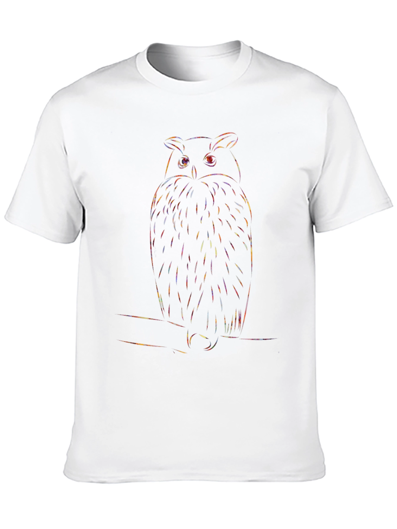 Rainbow Owl Graphic Print Black T-Shirt