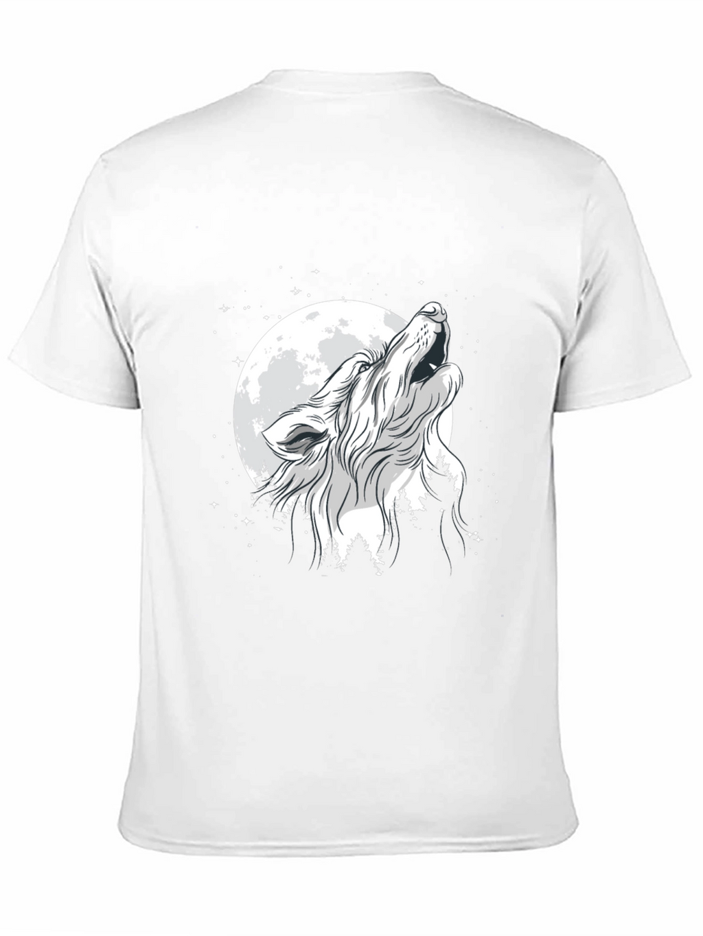 Wolf Howling at Moon Black T-Shirt