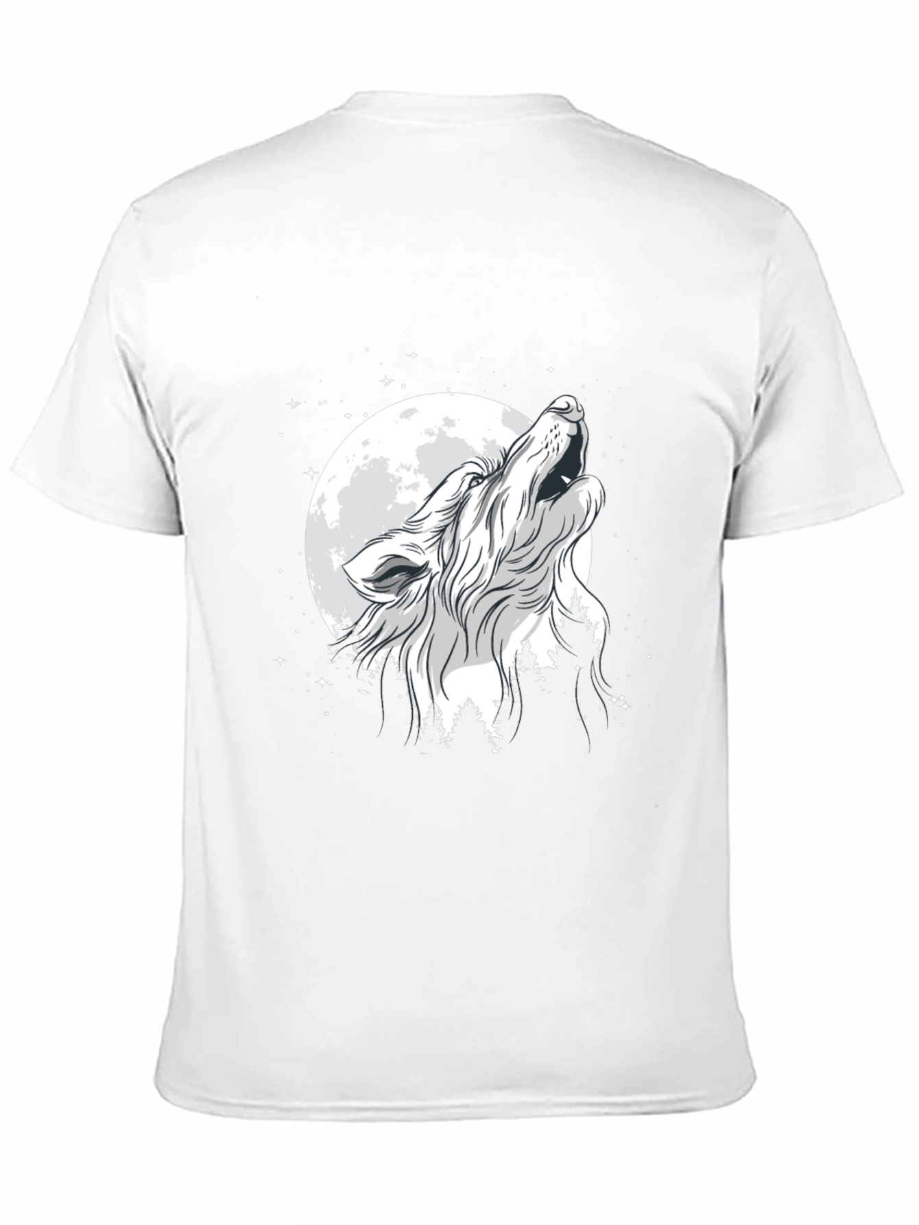 Wolf Howling at Moon Black T-Shirt