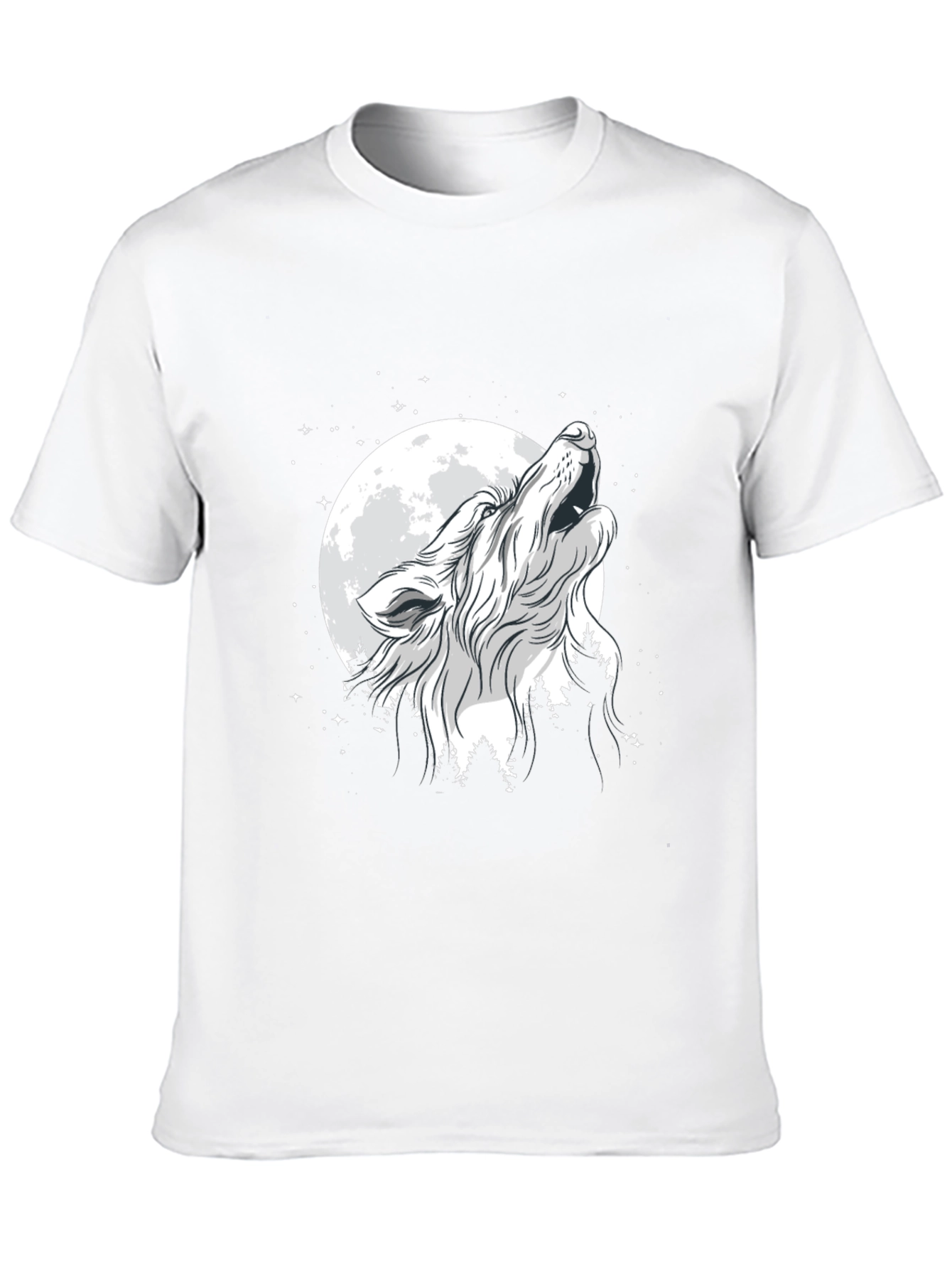 Wolf Howling at Moon Black T-Shirt