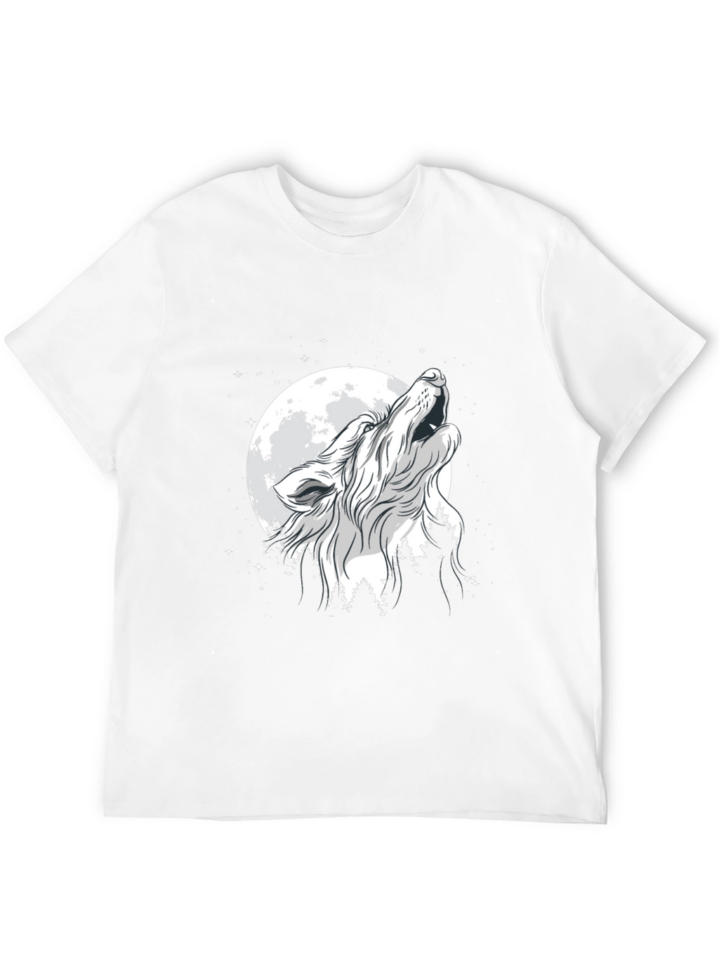 Wolf Howling at Moon Black T-Shirt