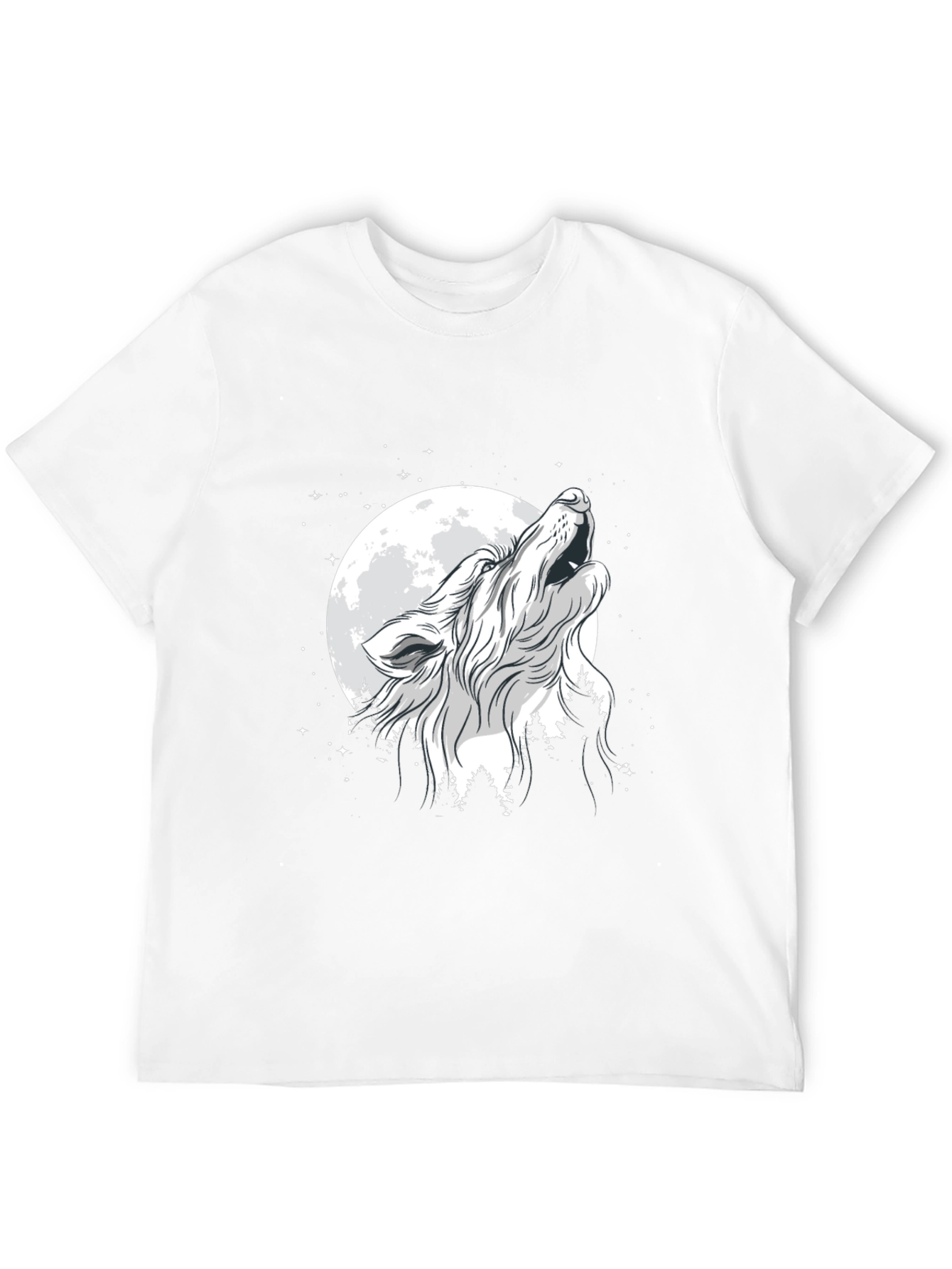 Wolf Howling at Moon Black T-Shirt