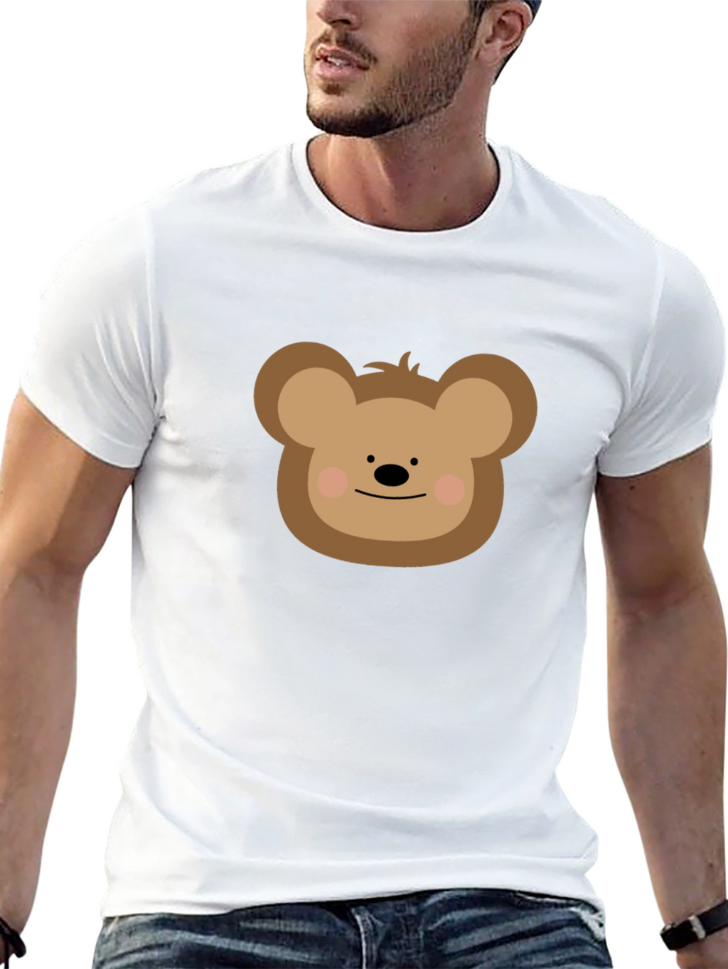 Cute Cartoon Bear T-Shirt - Black