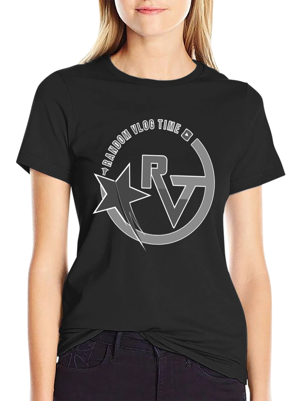 Random Vlog Time Graphic Black T-Shirt