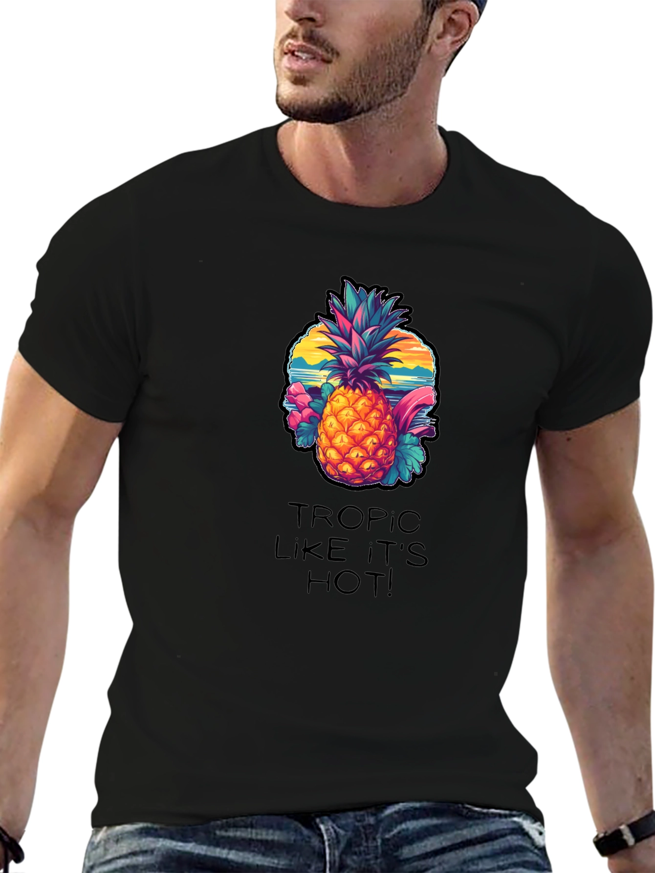 Tropical Pineapple Graphic Tee - Tropic Like Its Hot!