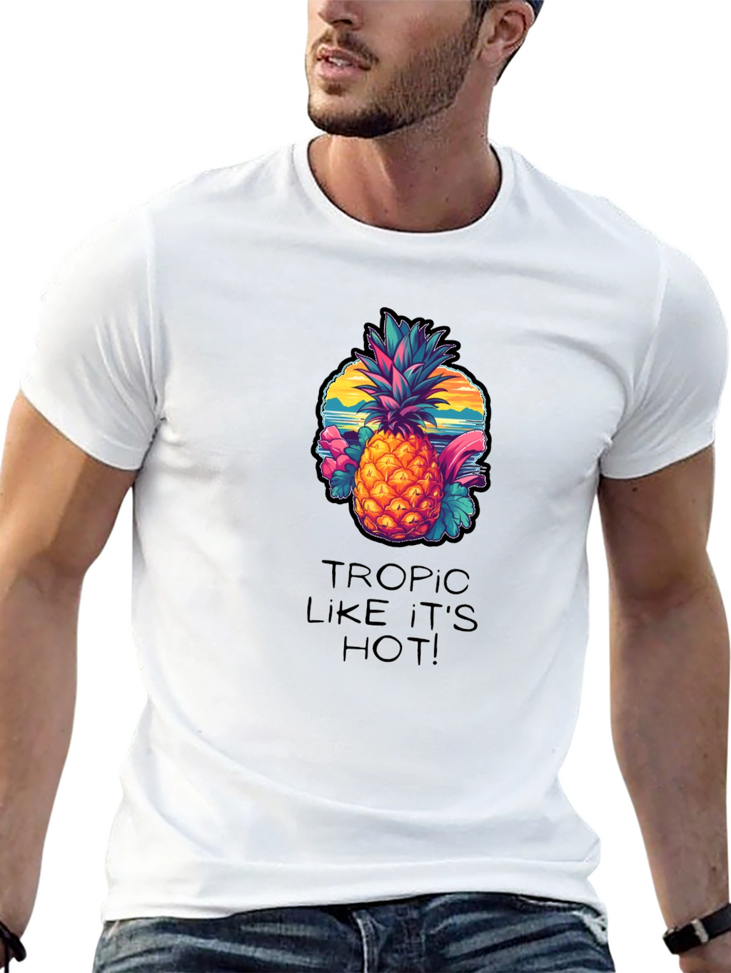 Tropical Pineapple Graphic Tee - Tropic Like Its Hot!