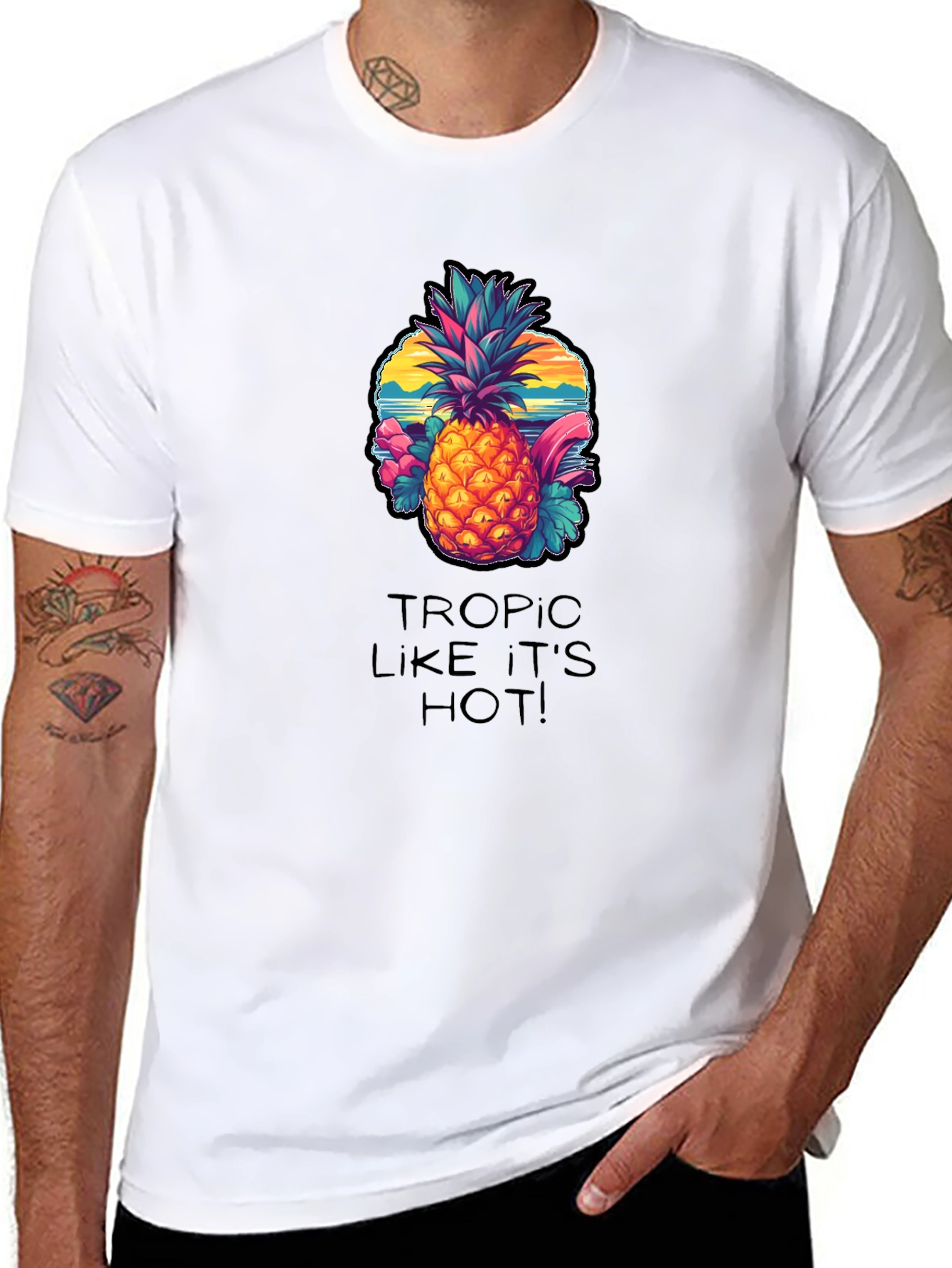 Tropical Pineapple Graphic Tee - Tropic Like Its Hot!