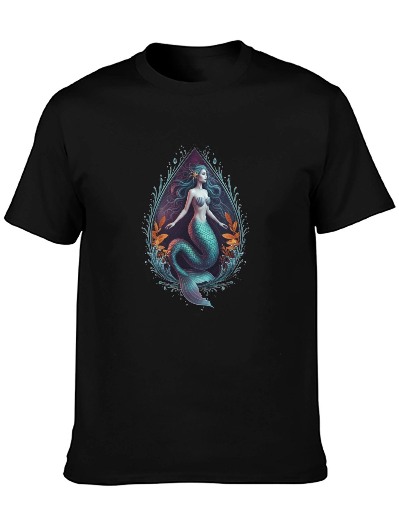 Mermaid Graphic Tee - Black Cotton Blend