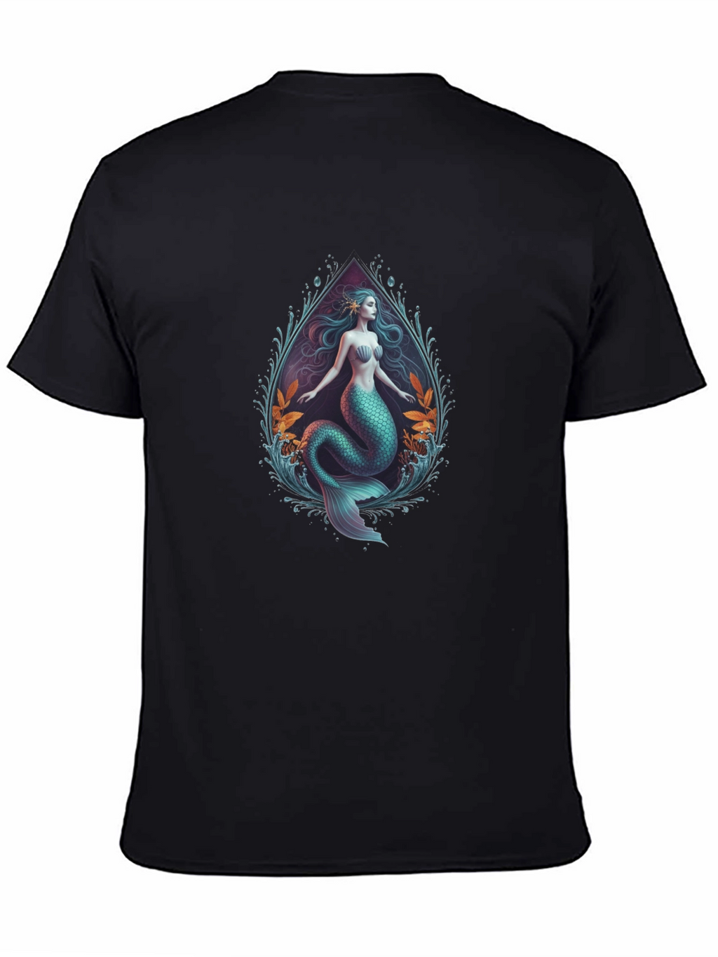 Mermaid Graphic Tee - Black Cotton Blend