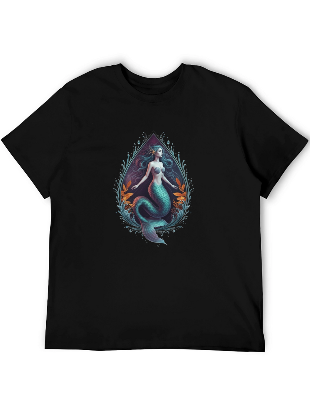 Mermaid Graphic Tee - Black Cotton Blend