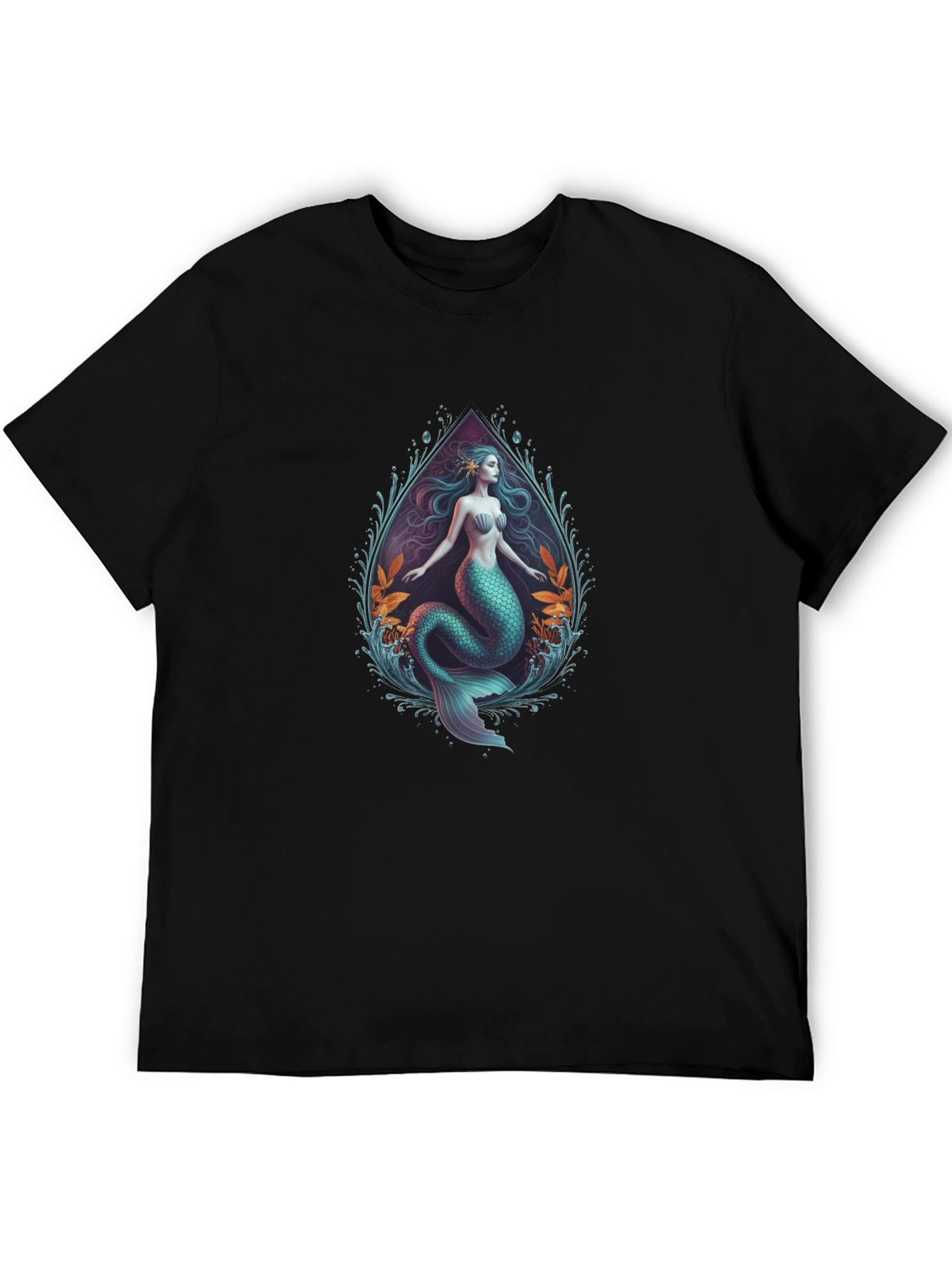 Mermaid Graphic Tee - Black Cotton Blend