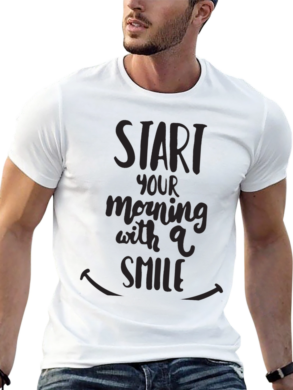 Start Your Morning With a Smile Black T-Shirt