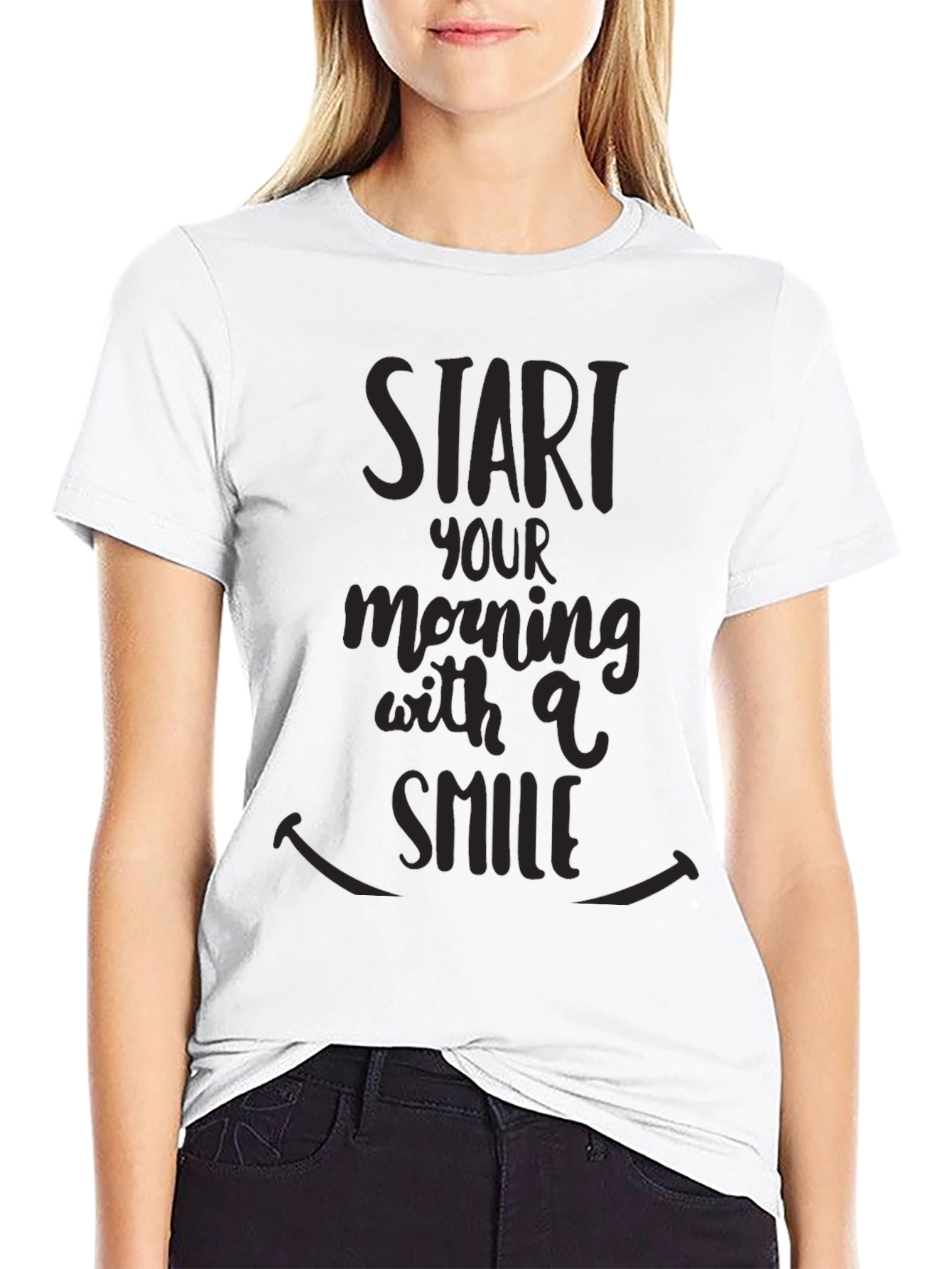 Start Your Morning With a Smile Black T-Shirt